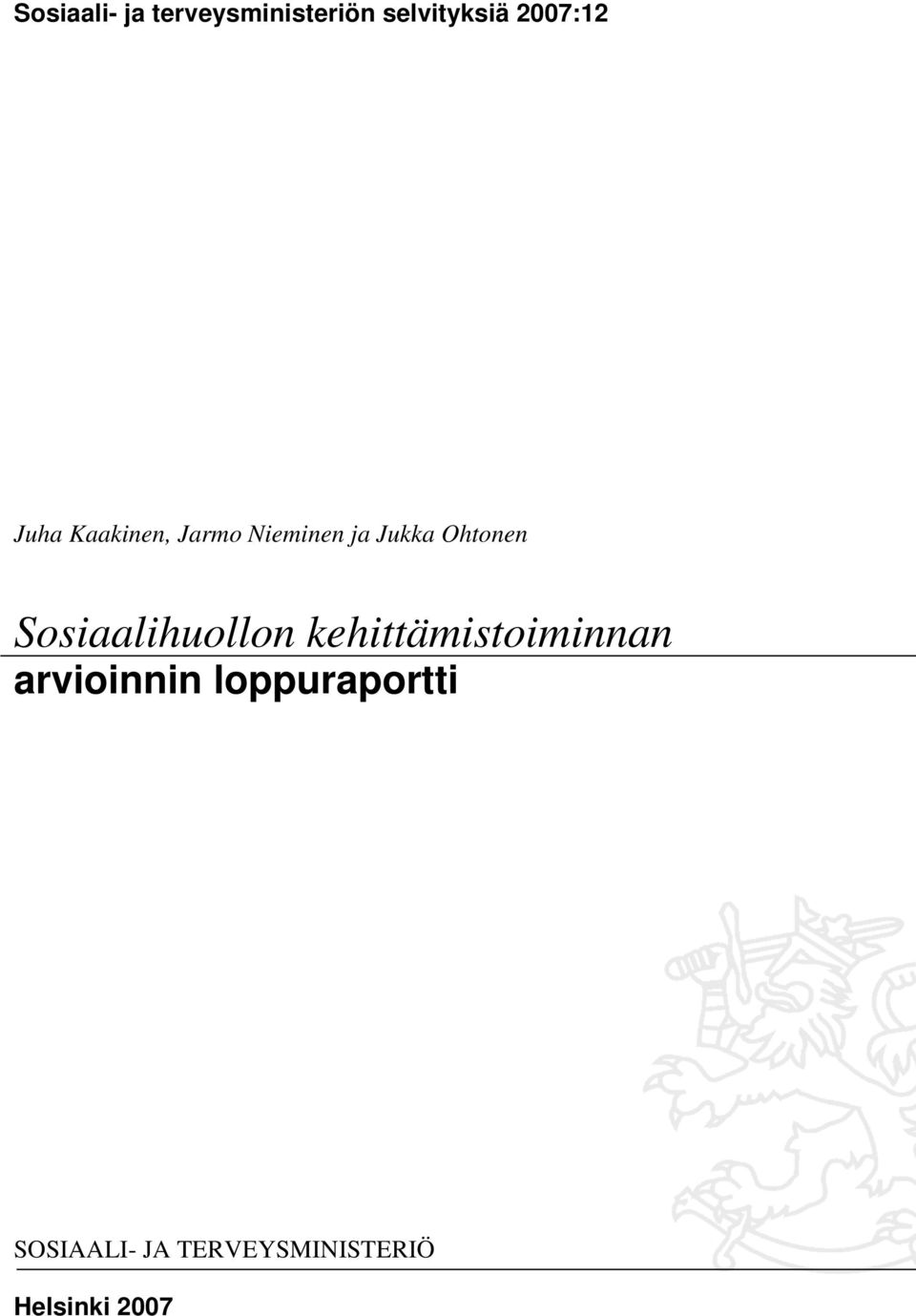 Ohtonen Sosiaalihuollon kehittämistoiminnan