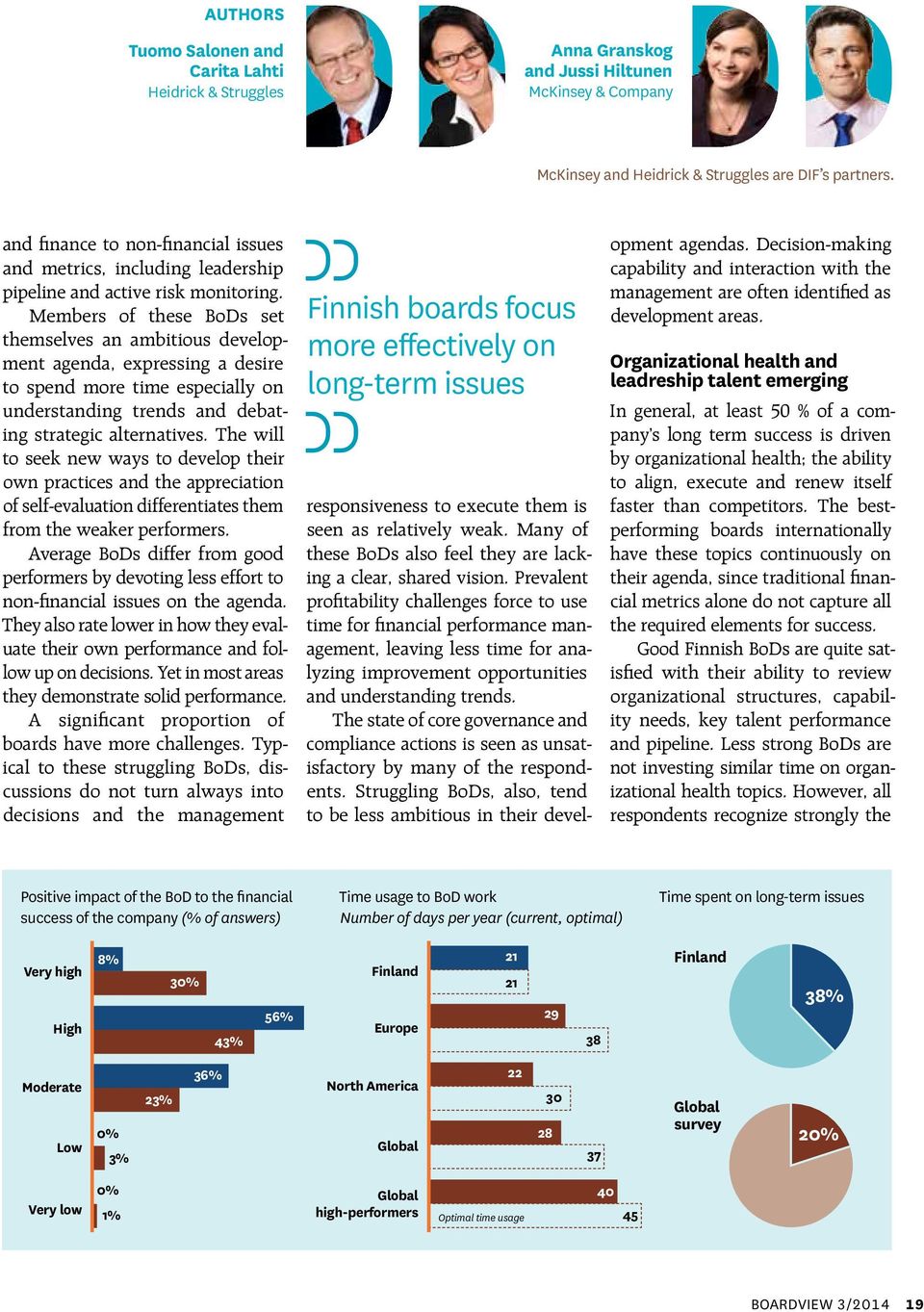 Members of these BoDs set themselves an ambitious development agenda, expressing a desire to spend more time especially on understanding trends and debating strategic alternatives.