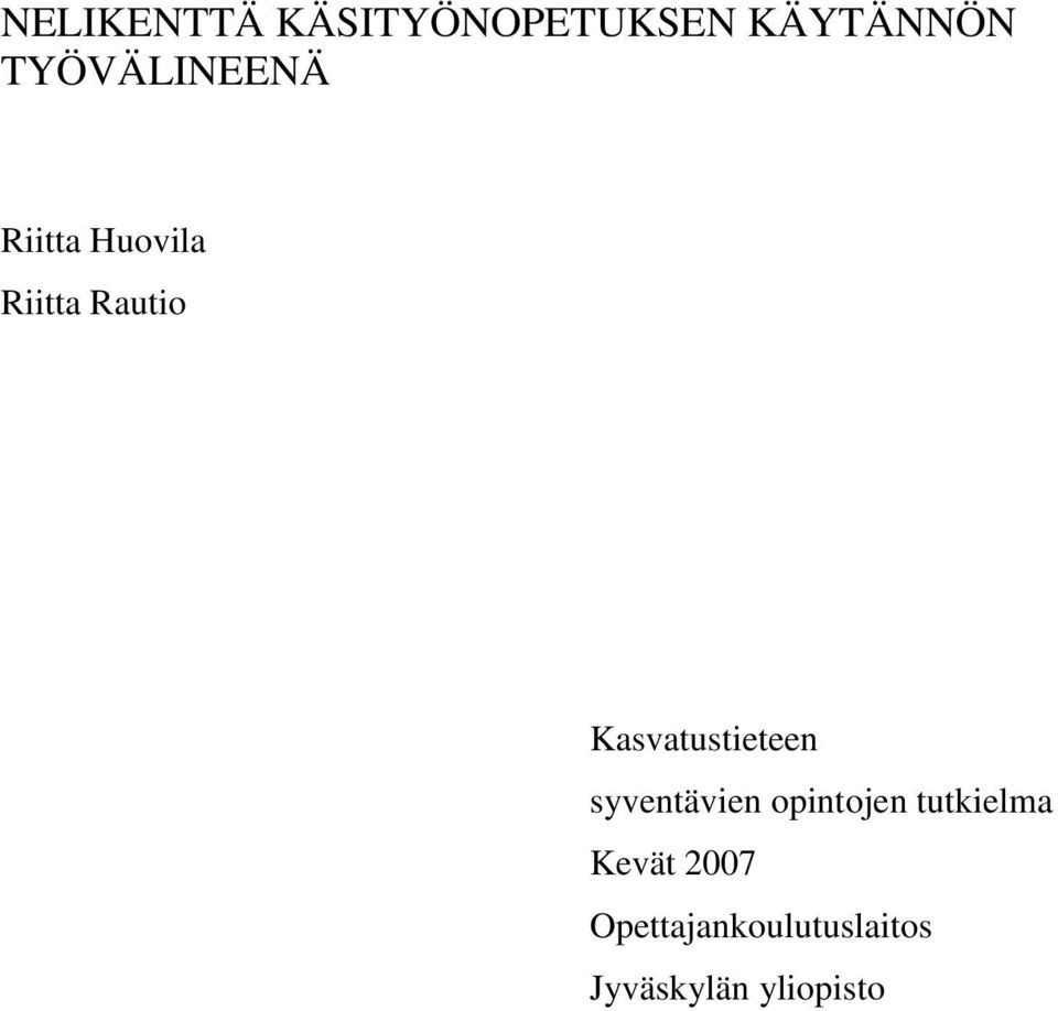 Kasvatustieteen syventävien opintojen