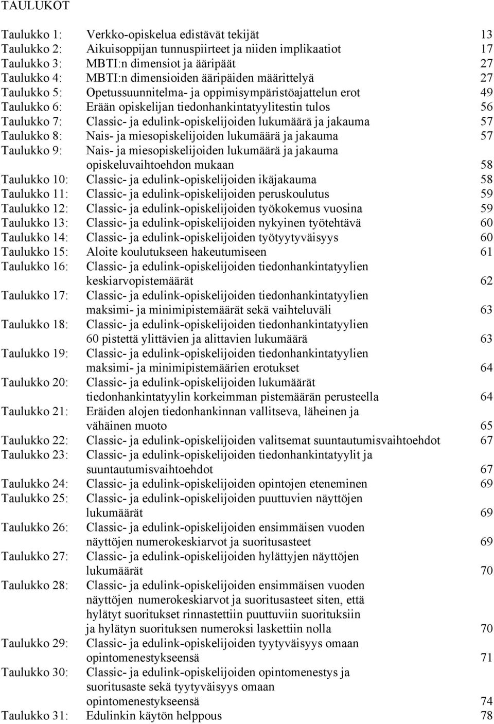 edulink-opiskelijoiden lukumäärä ja jakauma 57 Taulukko 8: Nais- ja miesopiskelijoiden lukumäärä ja jakauma 57 Taulukko 9: Nais- ja miesopiskelijoiden lukumäärä ja jakauma opiskeluvaihtoehdon mukaan