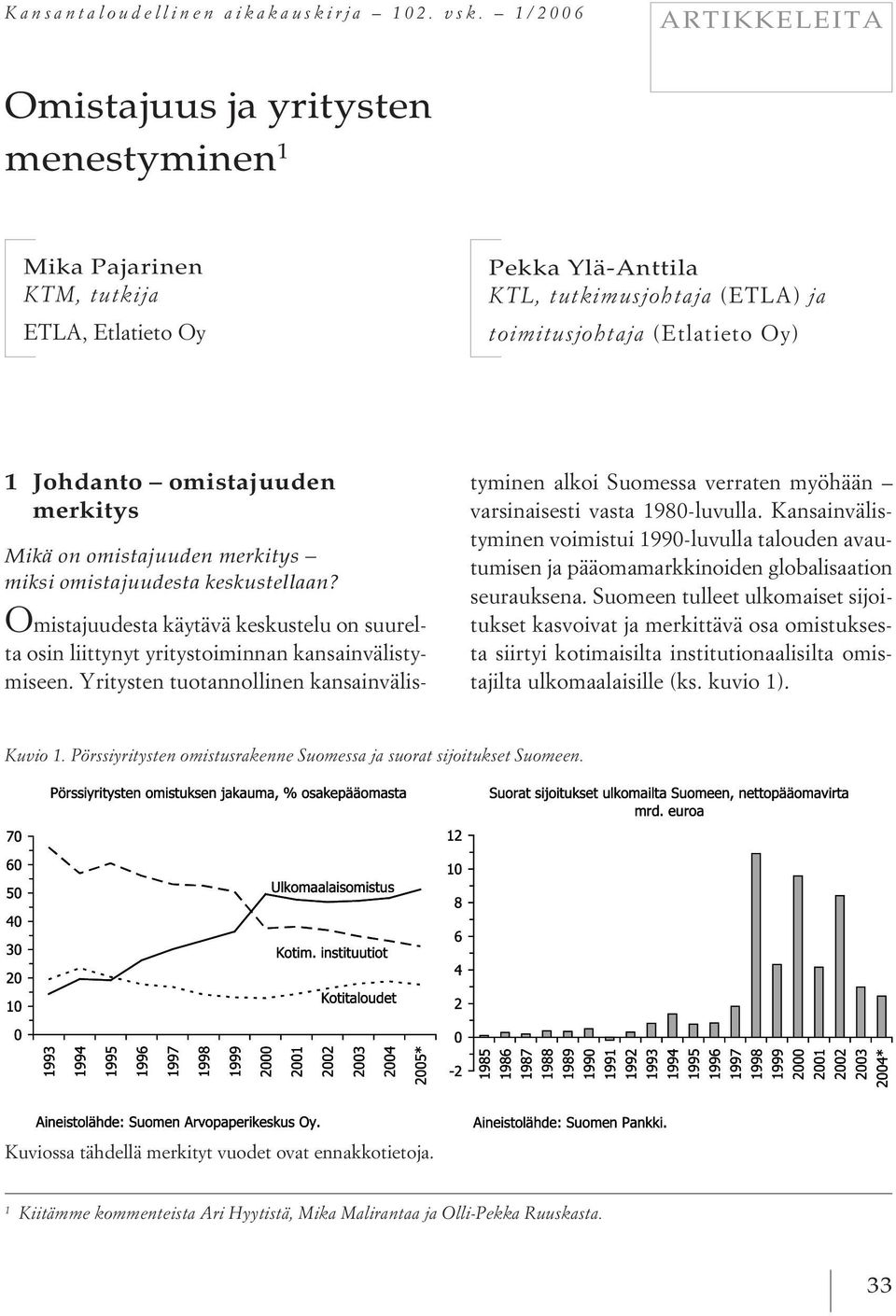 omistajuuden merkitys Mikä on omistajuuden merkitys miksi omistajuudesta keskustellaan? O mistajuudesta käytävä keskustelu on suurelta osin liittynyt yritystoiminnan kansainvälistymiseen.