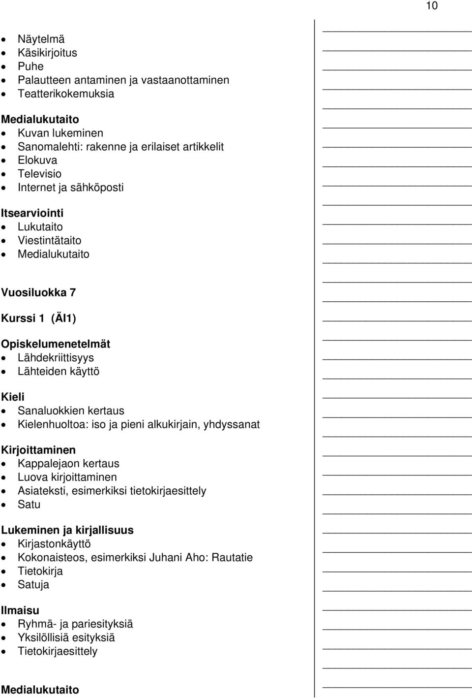 Sanaluokkien kertaus Kielenhuoltoa: iso ja pieni alkukirjain, yhdyssanat Kirjoittaminen Kappalejaon kertaus Luova kirjoittaminen Asiateksti, esimerkiksi tietokirjaesittely Satu