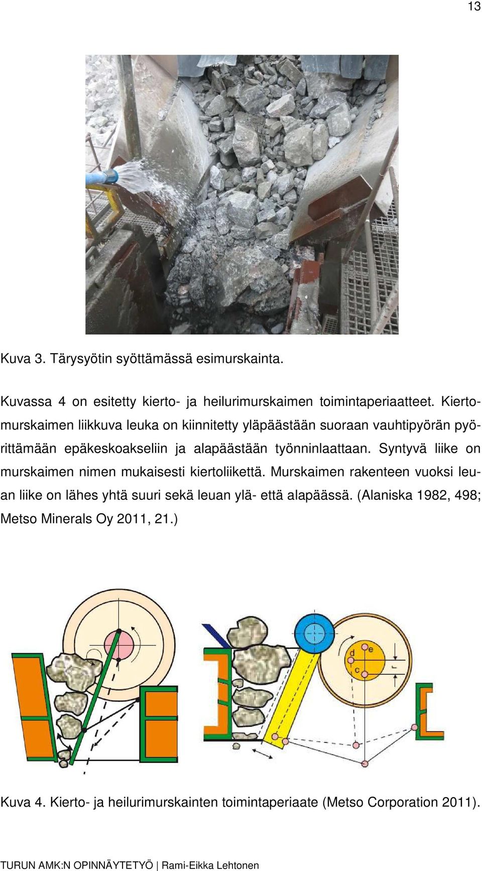 työnninlaattaan. Syntyvä liike on murskaimen nimen mukaisesti kiertoliikettä.