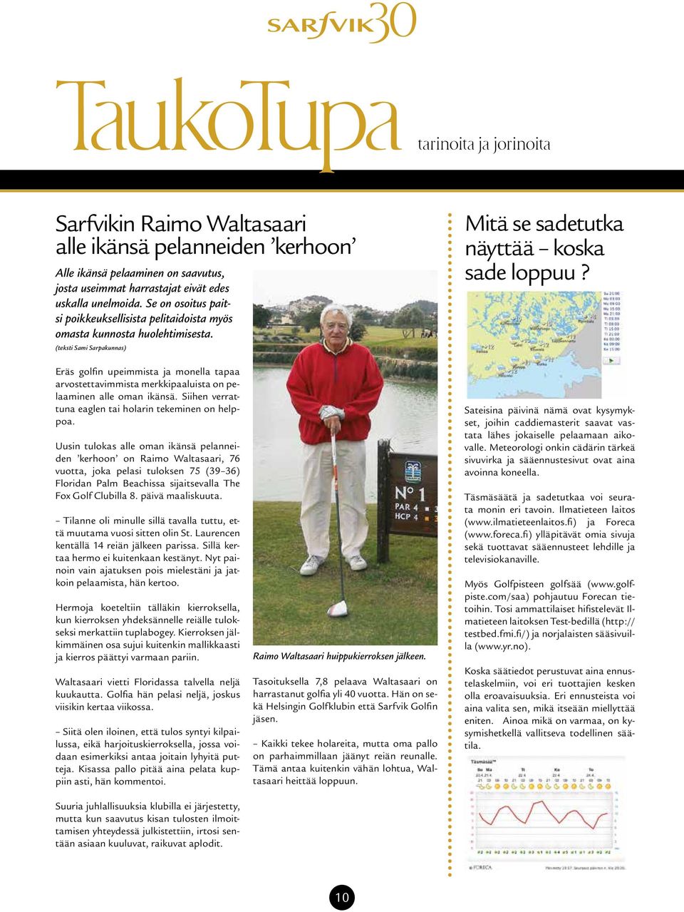 Eräs golfin upeimmista ja monella tapaa arvostettavimmista merkkipaaluista on pelaaminen alle oman ikänsä. Siihen verrattuna eaglen tai holarin tekeminen on helppoa.