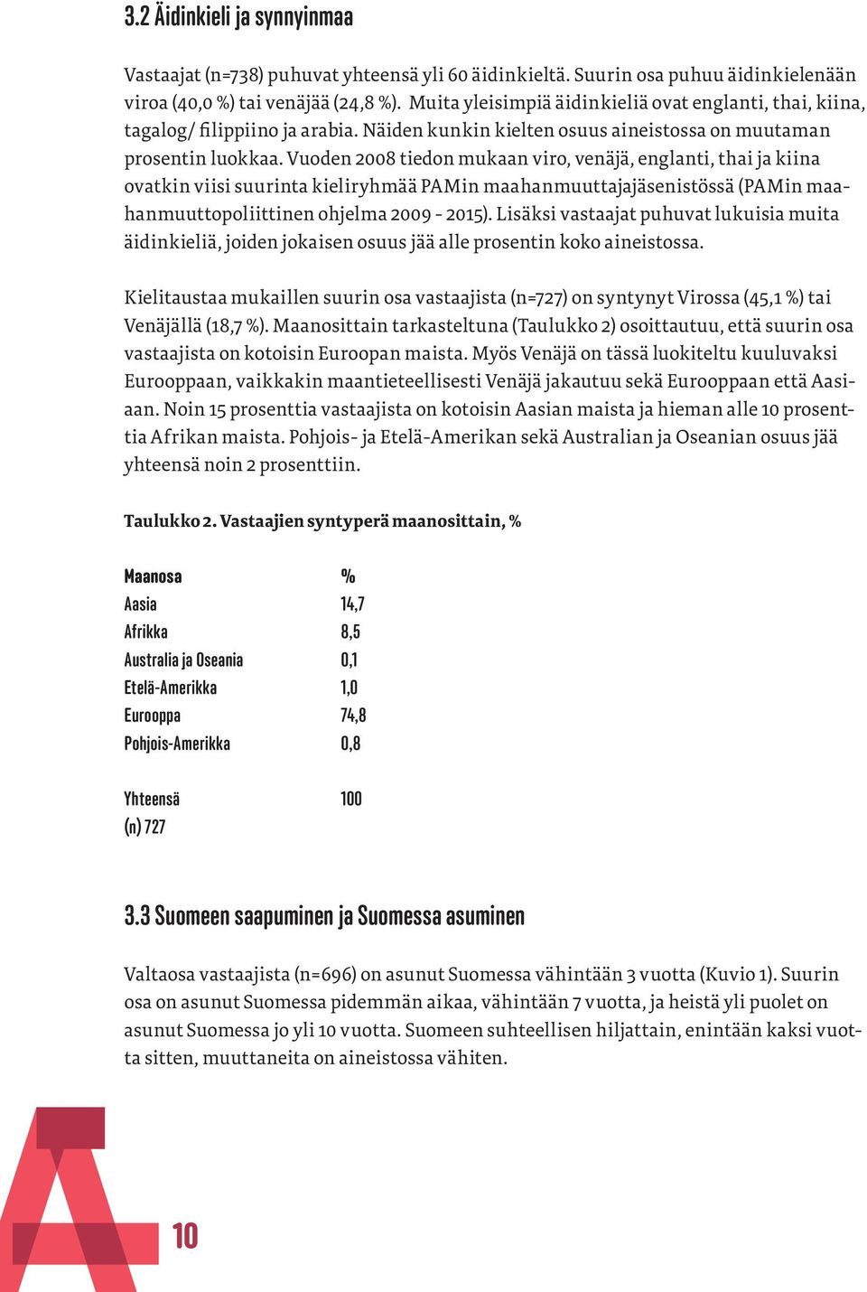 Vuoden 2008 tiedon mukaan viro, venäjä, englanti, thai ja kiina ovatkin viisi suurinta kieliryhmää PAMin maahanmuuttajajäsenistössä (PAMin maahanmuuttopoliittinen ohjelma 2009-2015).