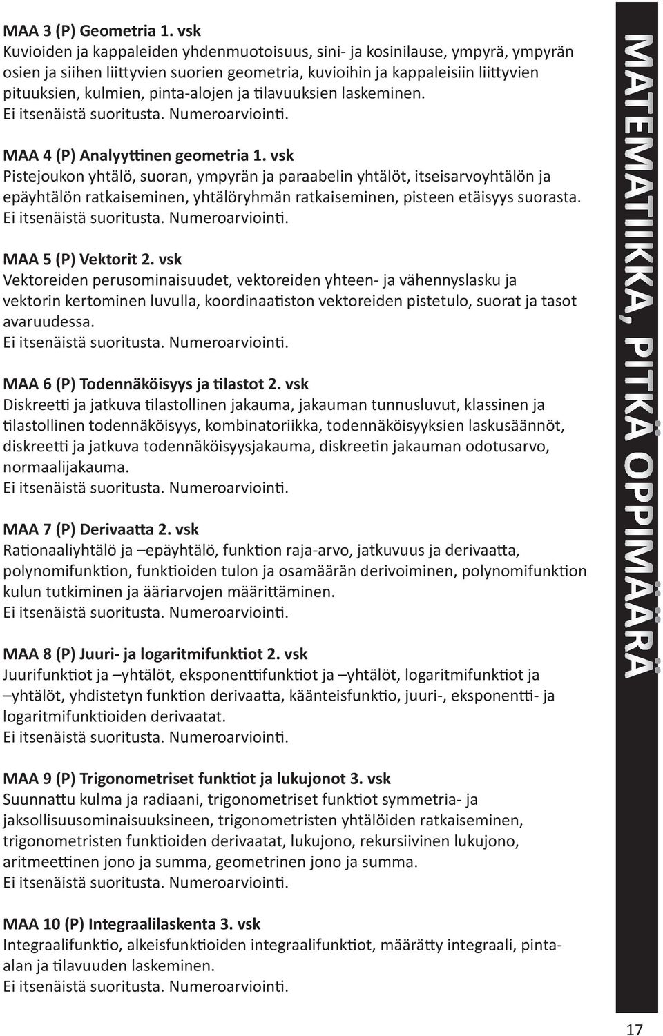 ja lavuuksien laskeminen. Ei itsenäistä suoritusta. MAA 4 (P) Analyy nen geometria 1.