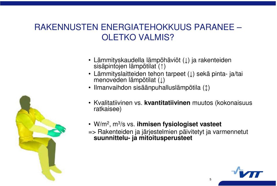 sekä pinta- ja/tai menoveden lämpötilat ( ) Ilmanvaihdon sisäänpuhalluslämpötila ( ) Kvalitatiivinen vs.