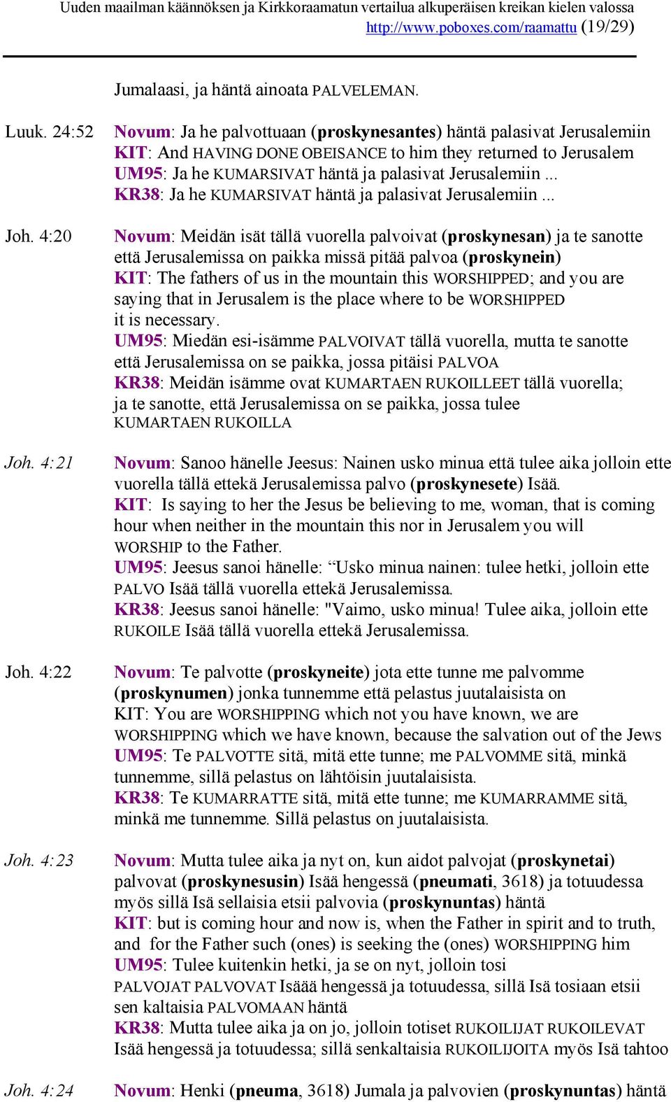 .. KR38: Ja he KUMARSIVAT häntä ja palasivat Jerusalemiin.