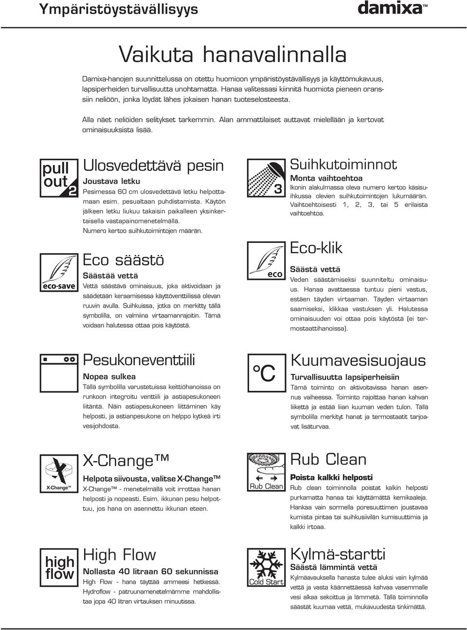 Alan ammattilaiset auttavat mielellään ja kertovat ominaisuuksista lisää. Ulosvedettävä pesin Joustava letku Pesimessa 60 cm ulosvedettävä letku helpottamaan esim. pesualtaan puhdistamista.