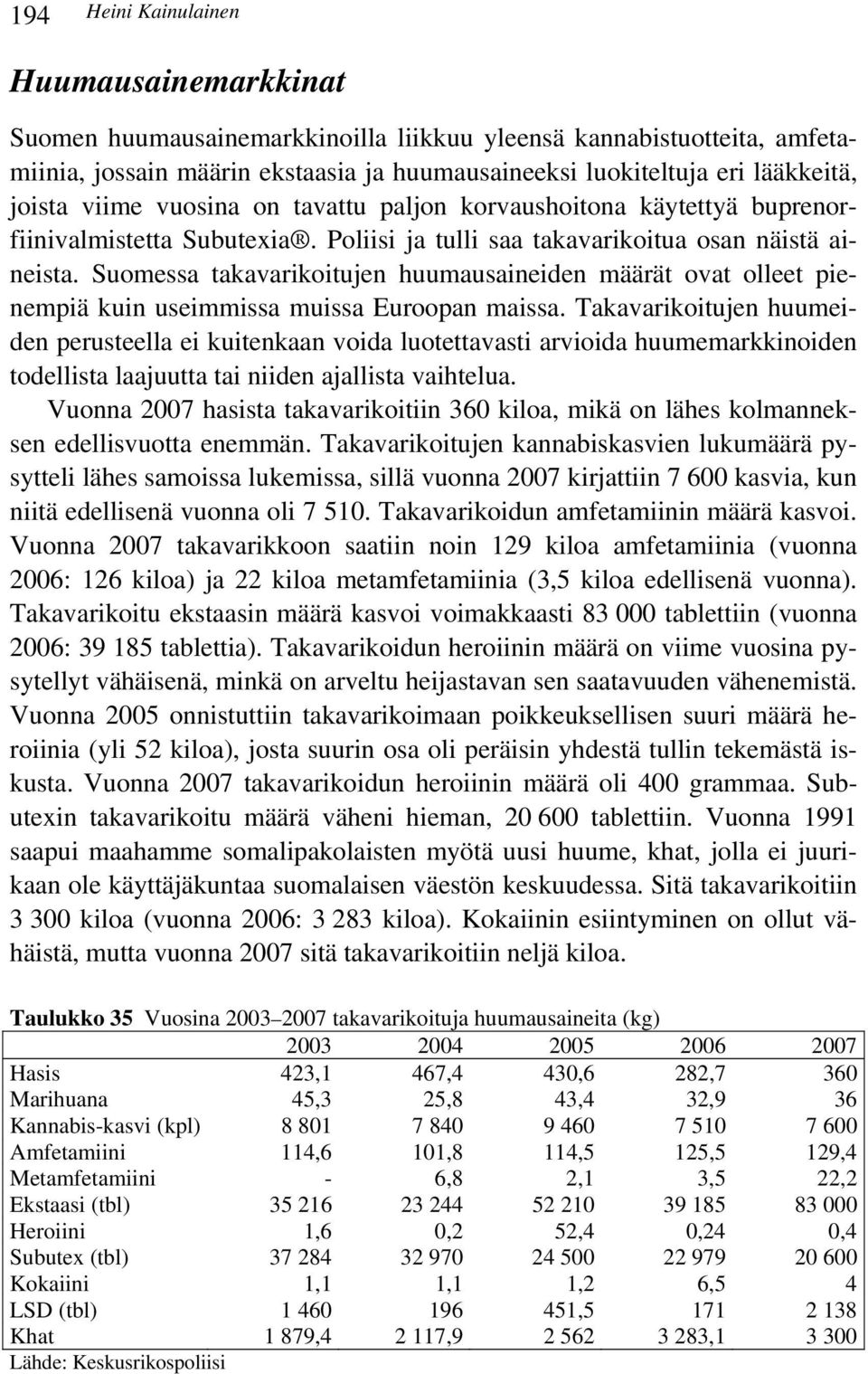 Suomessa takavarikoitujen huumausaineiden määrät ovat olleet pienempiä kuin useimmissa muissa Euroopan maissa.