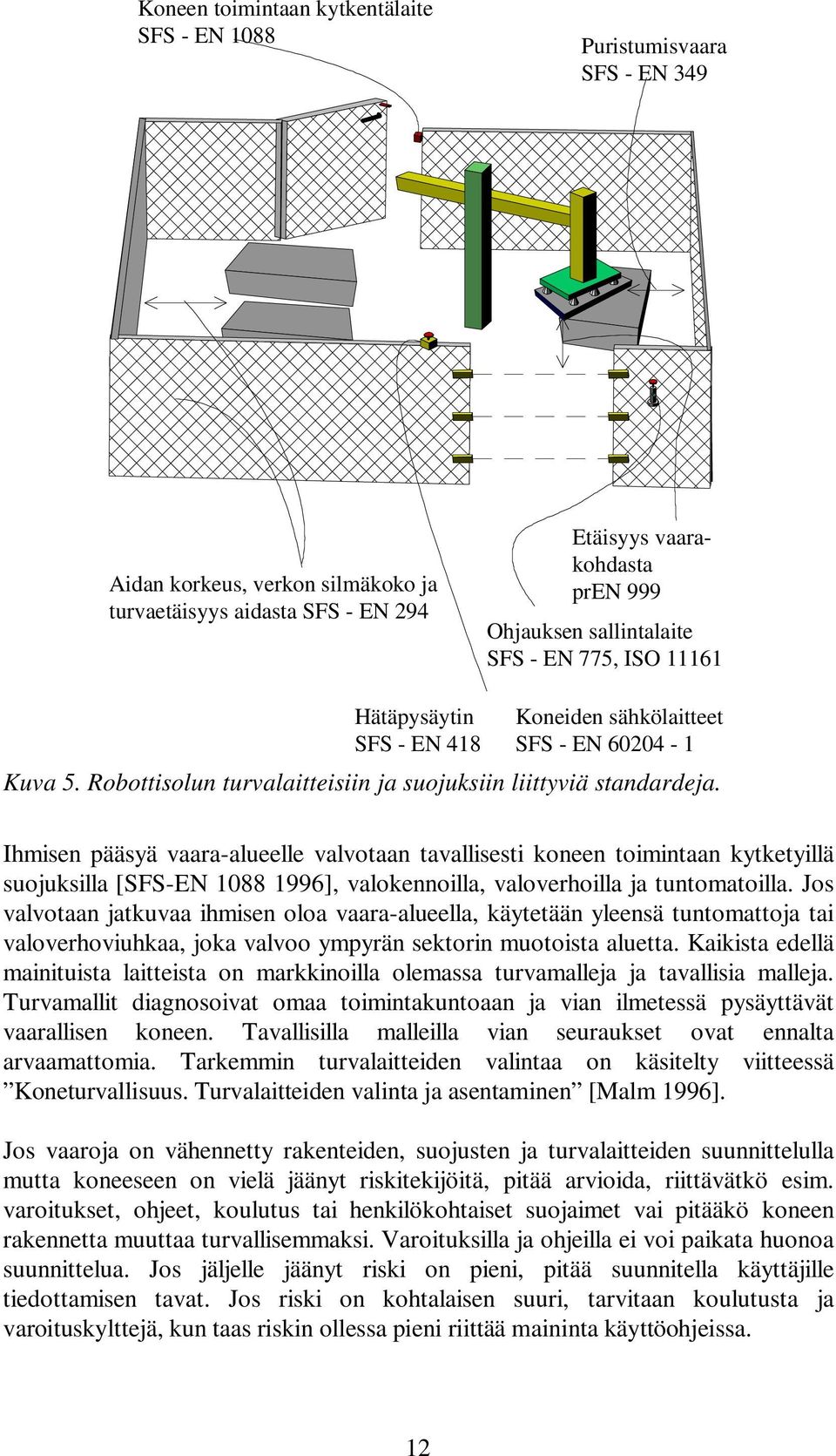 Ihmisen pääsyä vaara-alueelle valvotaan tavallisesti koneen toimintaan kytketyillä suojuksilla [SFS-EN 1088 1996], valokennoilla, valoverhoilla ja tuntomatoilla.