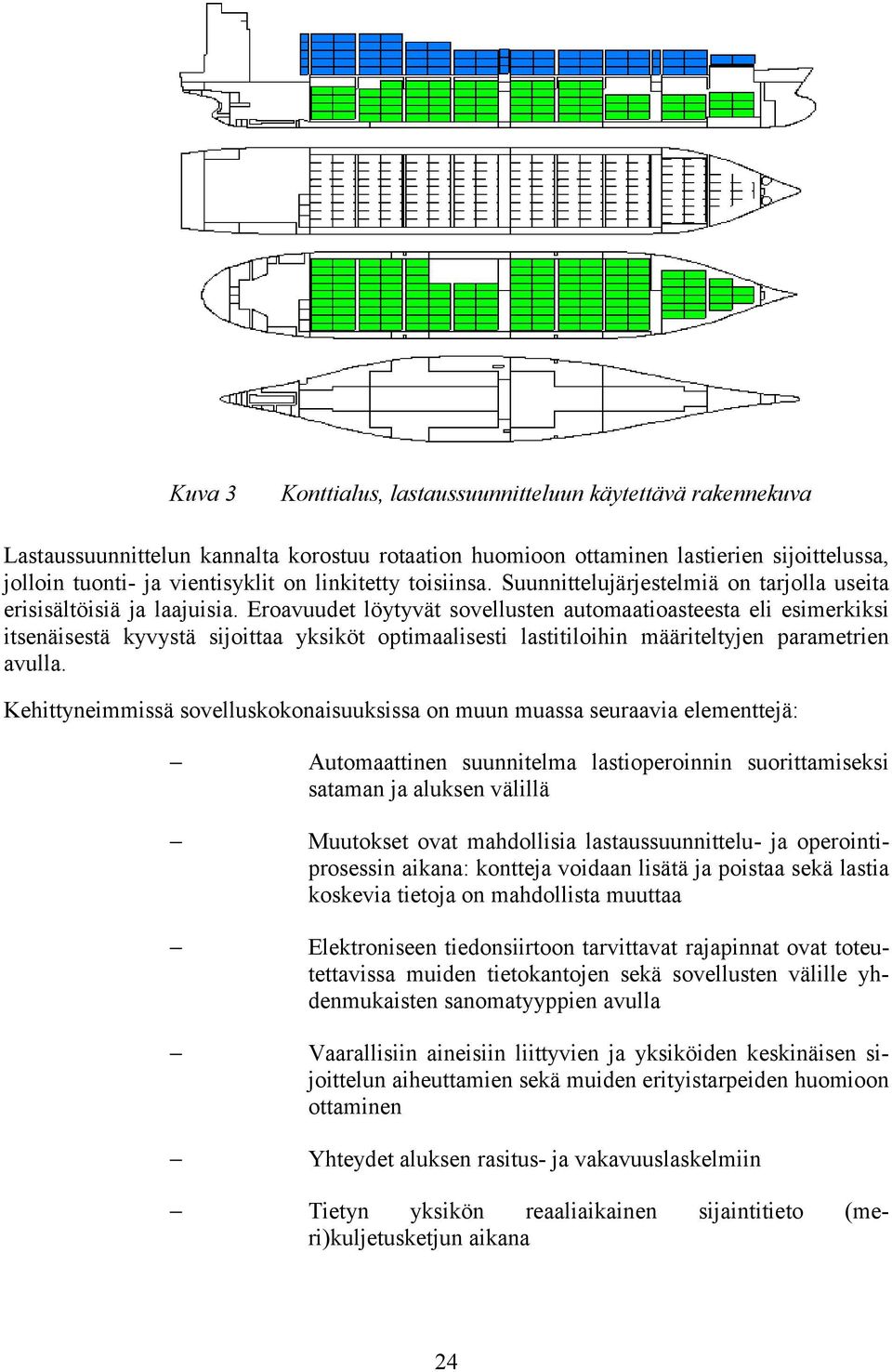 Eroavuudet löytyvät sovellusten automaatioasteesta eli esimerkiksi itsenäisestä kyvystä sijoittaa yksiköt optimaalisesti lastitiloihin määriteltyjen parametrien avulla.