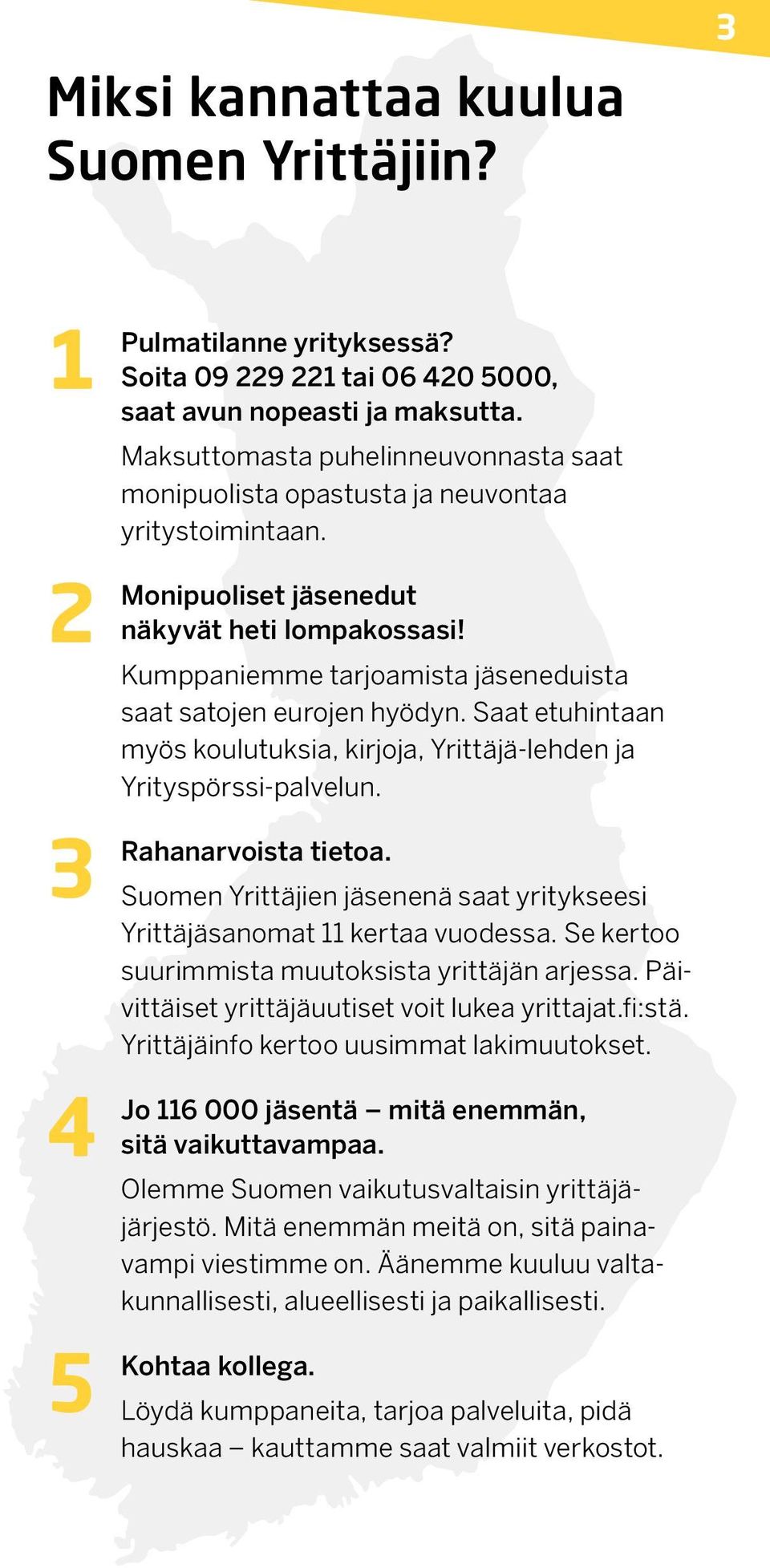 Saat etuhintaan myös koulutuksia, kirjoja, Yrittäjä-lehden ja Yrityspörssi-palvelun. tietoa. Suomen Yrittäjien jäsenenä saat yritykseesi Yrittäjäsanomat 11 kertaa vuodessa.