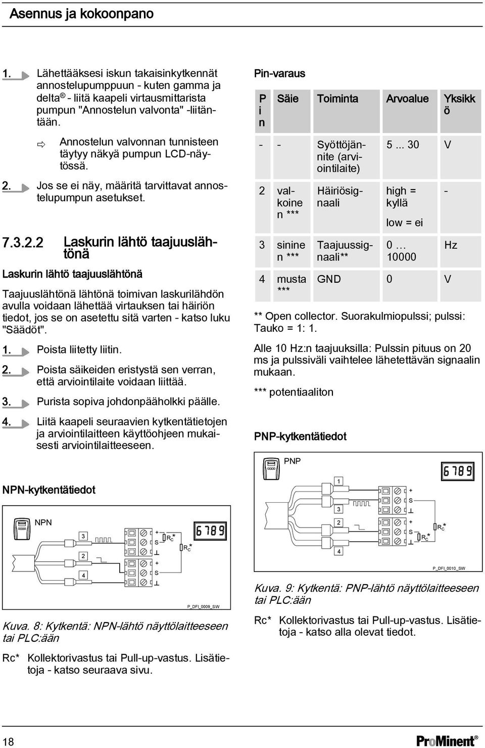 Jos se ei näy, määritä tarvittavat annostelupumpun asetukset. 7.3.2.