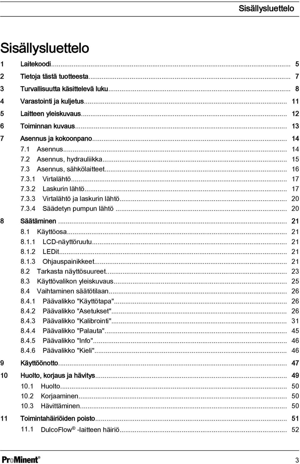 .. 20 7.3.4 Säädetyn pumpun lähtö... 20 8 Säätäminen... 21 8.1 Käyttöosa... 21 8.1.1 LCD-näyttöruutu... 21 8.1.2 LEDit... 21 8.1.3 Ohjauspainikkeet... 21 8.2 Tarkasta näyttösuureet... 23 8.