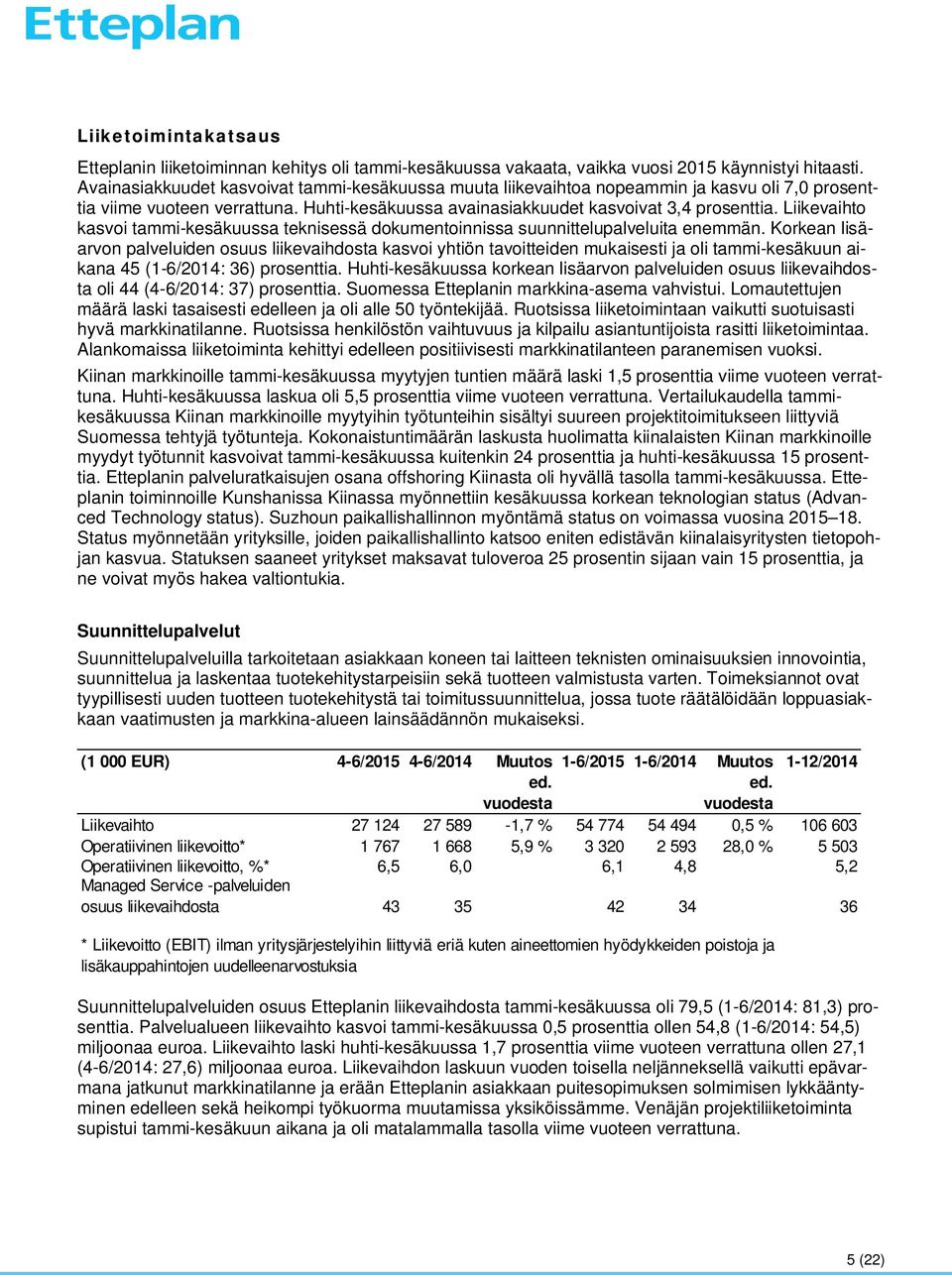 Liikevaihto kasvoi tammi-kesäkuussa teknisessä dokumentoinnissa suunnittelupalveluita enemmän.