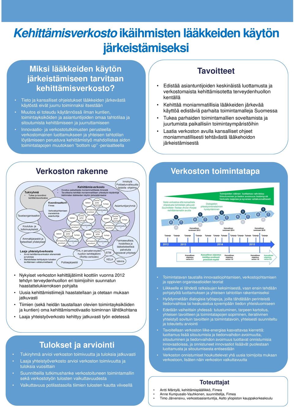 ja sitoutumista kehittämiseen ja juurruttamiseen Innovaatio- ja verkostotutkimusten perusteella verkostomainen luottamukseen ja yhteisen tahtotilan löytämiseen perustuva kehittämistyö mahdollistaa