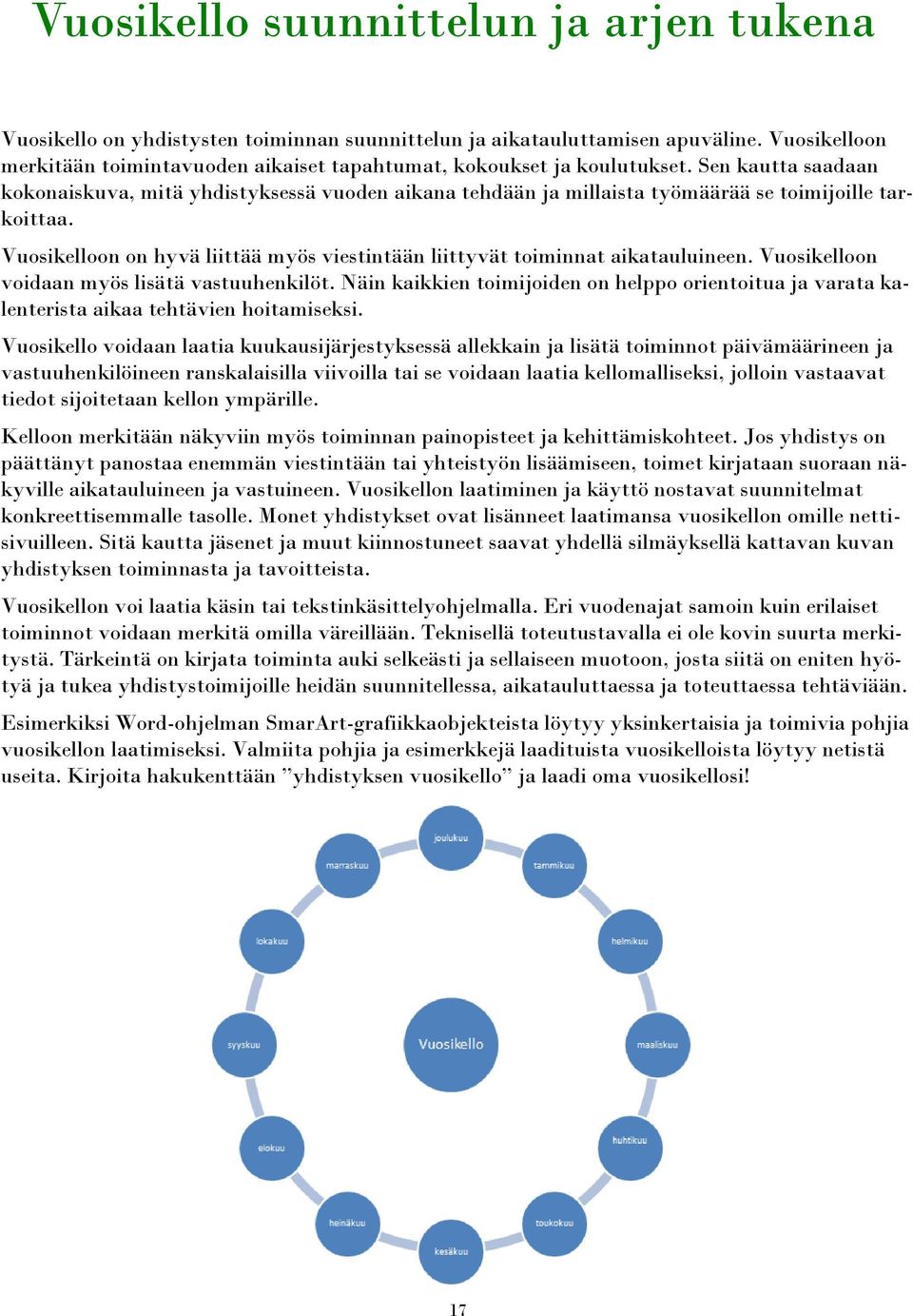 Sen kautta saadaan kokonaiskuva, mitä yhdistyksessä vuoden aikana tehdään ja millaista työmäärää se toimijoille tarkoittaa.