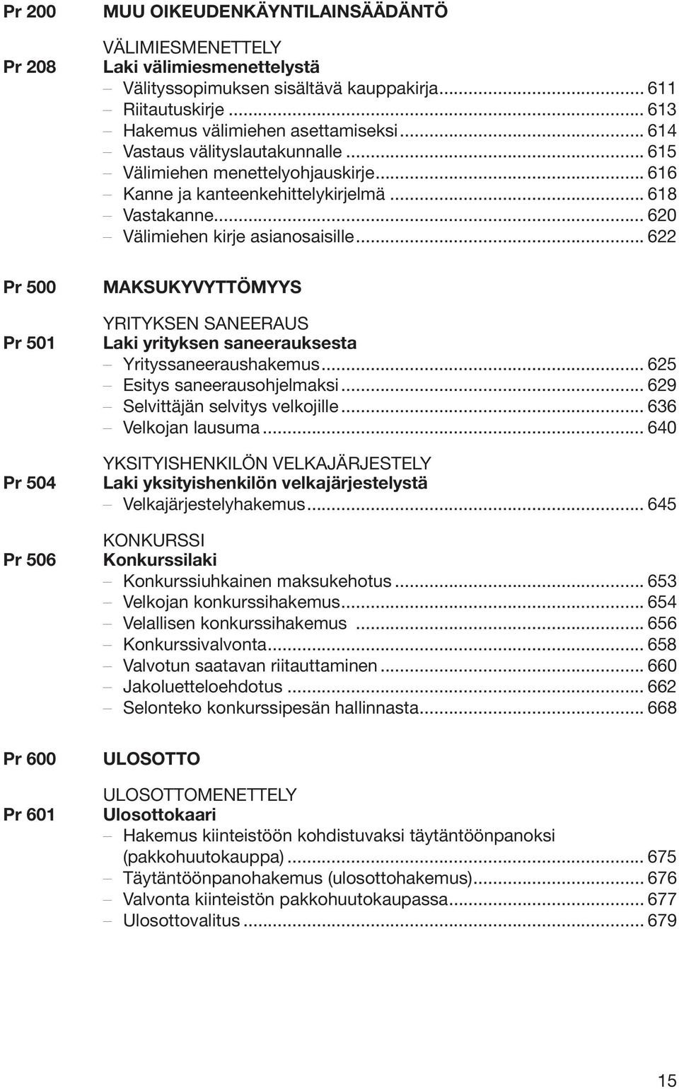 .. 620 Välimiehen kirje asianosaisille... 622 MAKSUKYVYTTÖMYYS YRITYKSEN SANEERAUS Laki yrityksen saneerauksesta Yrityssaneeraushakemus... 625 Esitys saneerausohjelmaksi.