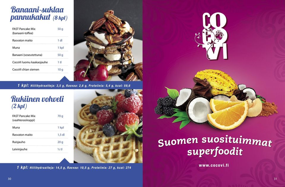 kcal: 59,6 Rukiinen vohveli (2 kpl) FAST Pancake Mix (vaahterasiirappi) Muna Ruisjauho Leivinjauhe 70 g