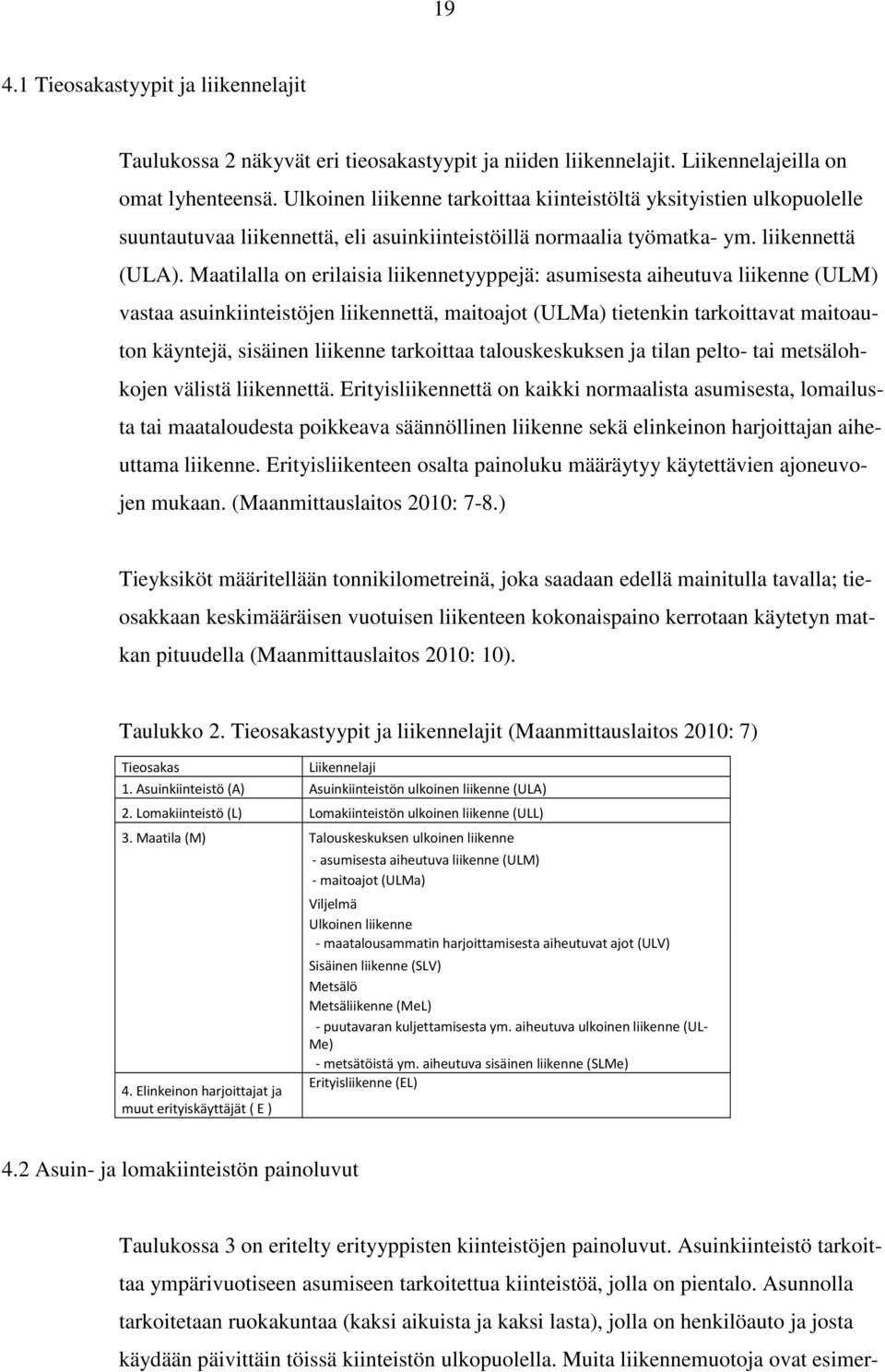 Maatilalla on erilaisia liikennetyyppejä: asumisesta aiheutuva liikenne (ULM) vastaa asuinkiinteistöjen liikennettä, maitoajot (ULMa) tietenkin tarkoittavat maitoauton käyntejä, sisäinen liikenne