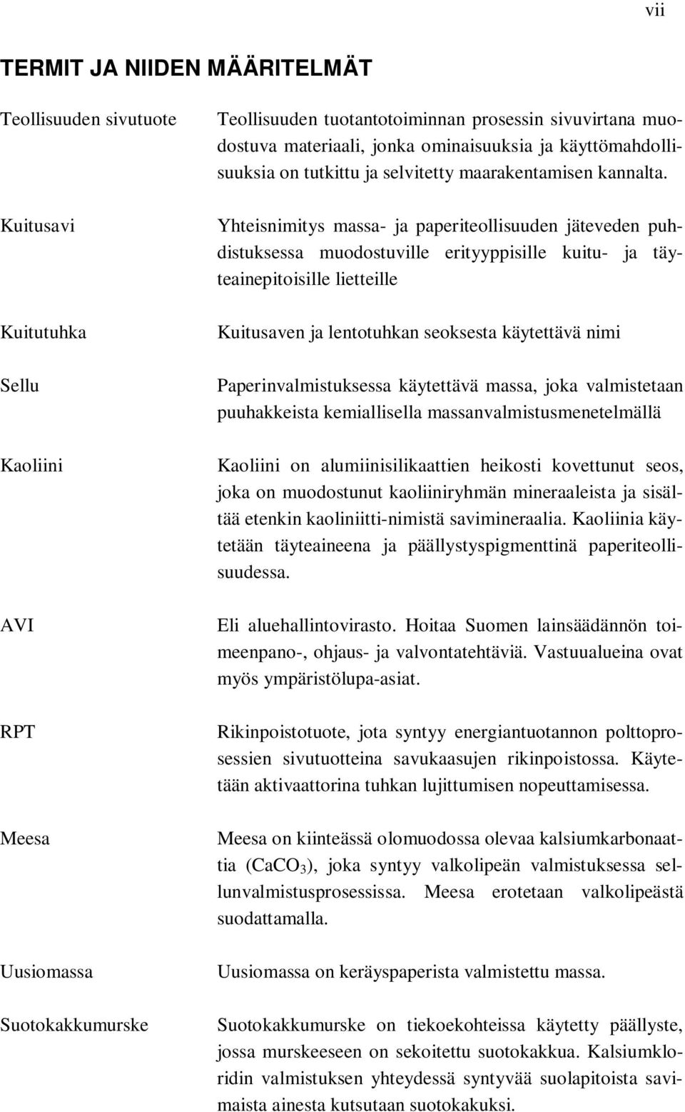 Yhteisnimitys massa- ja paperiteollisuuden jäteveden puhdistuksessa muodostuville erityyppisille kuitu- ja täyteainepitoisille lietteille Kuitusaven ja lentotuhkan seoksesta käytettävä nimi