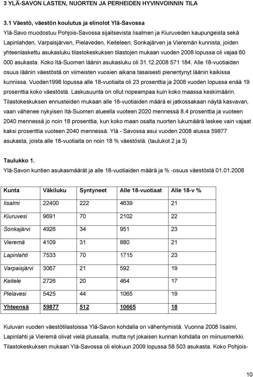 Sonkajärven ja Vieremän kunnista, joiden yhteenlaskettu asukasluku tilastokeskuksen tilastojen mukaan vuoden 2008 lopussa oli vajaa 60 000 asukasta. Koko Itä-Suomen läänin asukasluku oli 31.12.