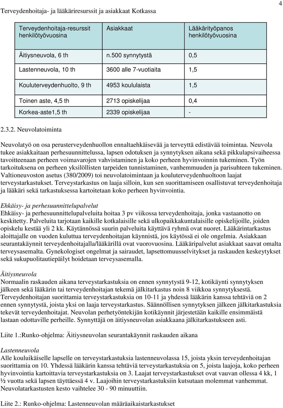 13 opiskelijaa 0,4 Korkea-aste1,5 th 2339 opiskelijaa - 2.3.2. Neuvolatoiminta Neuvolatyö on osa perusterveydenhuollon ennaltaehkäisevää ja terveyttä edistävää toimintaa.