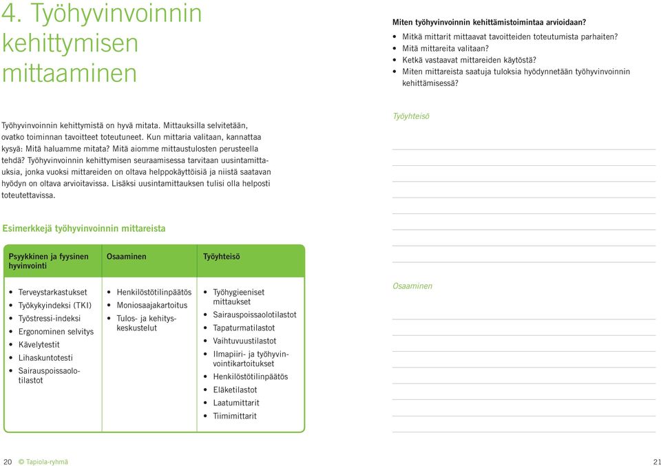 Mittauksilla selvitetään, ovatko toiminnan tavoitteet toteutuneet. Kun mittaria valitaan, kannattaa kysyä: Mitä haluamme mitata? Mitä aiomme mittaustulosten perusteella tehdä?