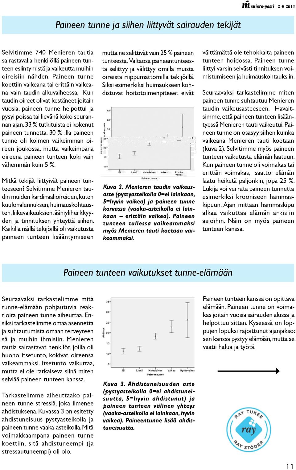 Kun taudin oireet olivat kestäneet joitain vuosia, paineen tunne helpottui ja pysyi poissa tai lievänä koko seurannan ajan. 33 % tutkituista ei kokenut paineen tunnetta.