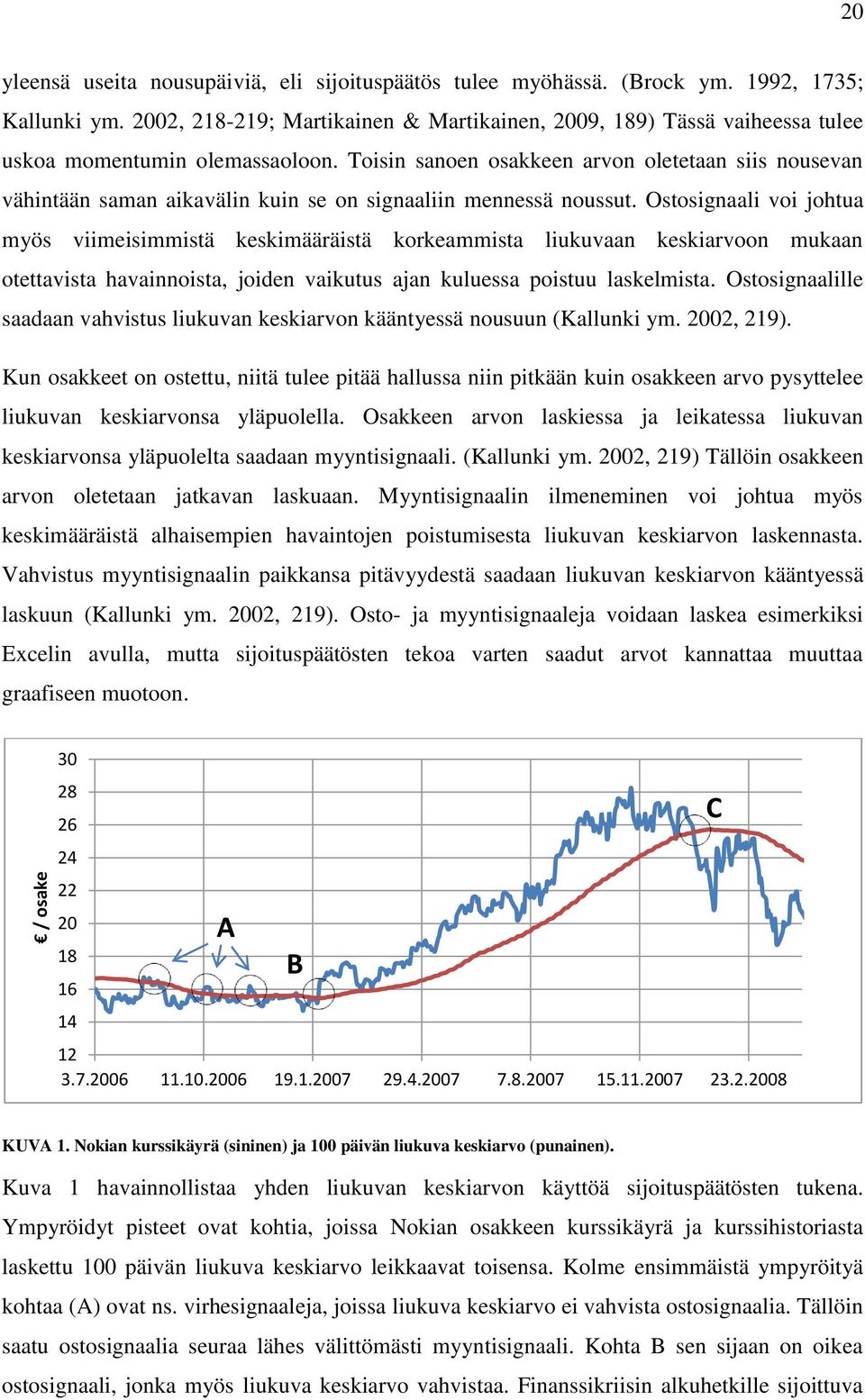 Toisin sanoen osakkeen arvon oletetaan siis nousevan vähintään saman aikavälin kuin se on signaaliin mennessä noussut.