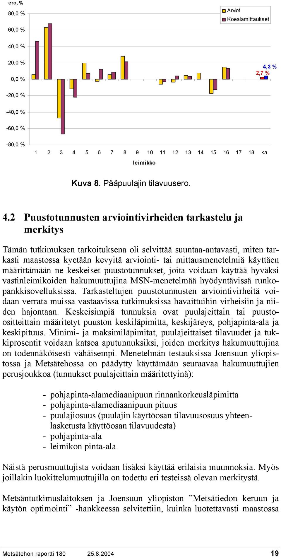 mittausmenetelmiä käyttäen määrittämään ne keskeiset puustotunnukset, joita voidaan käyttää hyväksi vastinleimikoiden hakumuuttujina MSN-menetelmää hyödyntävissä runkopankkisovelluksissa.