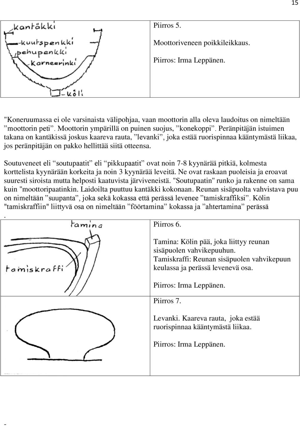 Peränpitäjän istuimen takana on kantäkissä joskus kaareva rauta, levanki, joka estää ruorispinnaa kääntymästä liikaa, jos peränpitäjän on pakko hellittää siitä otteensa.