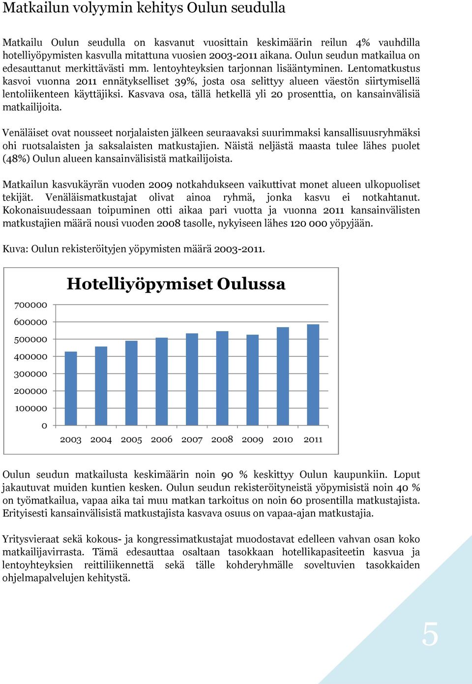 Lentomatkustus kasvoi vuonna 2011 ennätykselliset 39%, josta osa selittyy alueen väestön siirtymisellä lentoliikenteen käyttäjiksi.