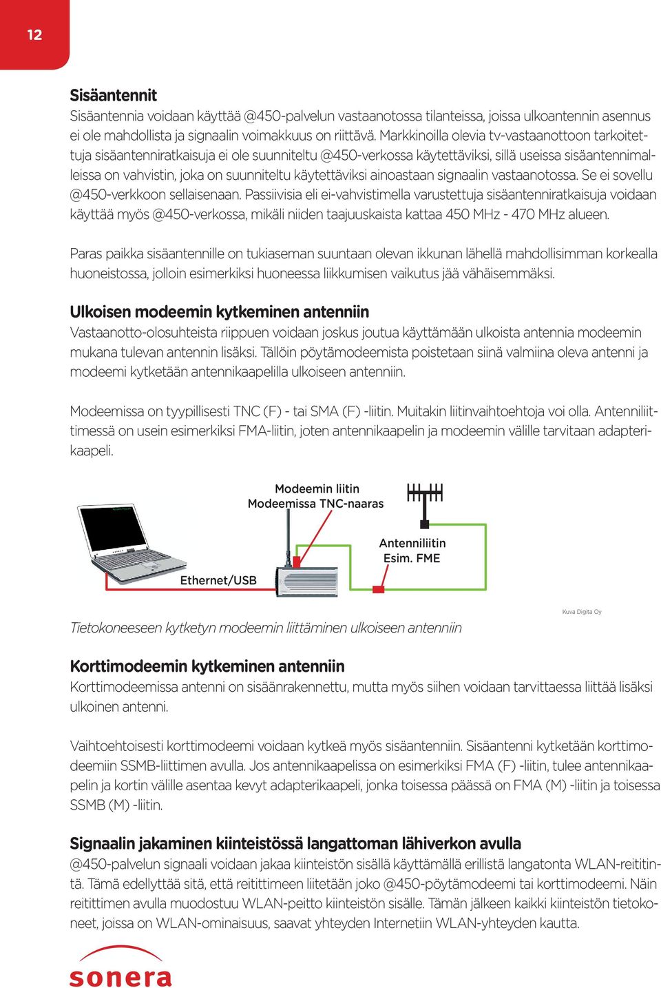 käytettäviksi ainoastaan signaalin vastaanotossa. Se ei sovellu @450-verkkoon sellaisenaan.