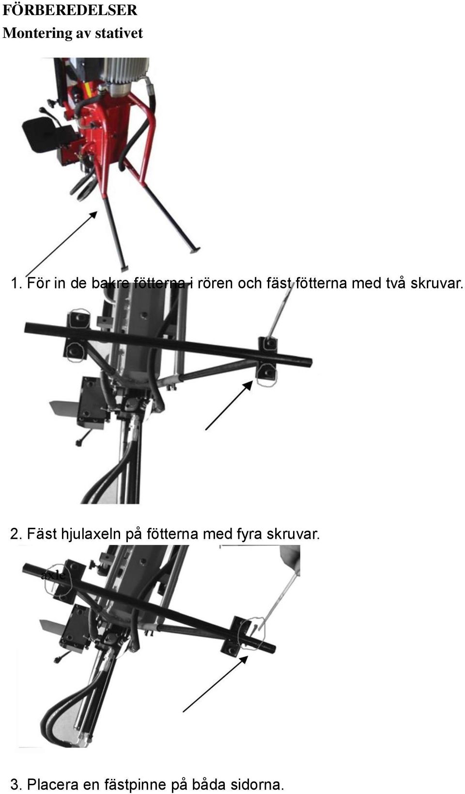 fötterna med två skruvar. 2.