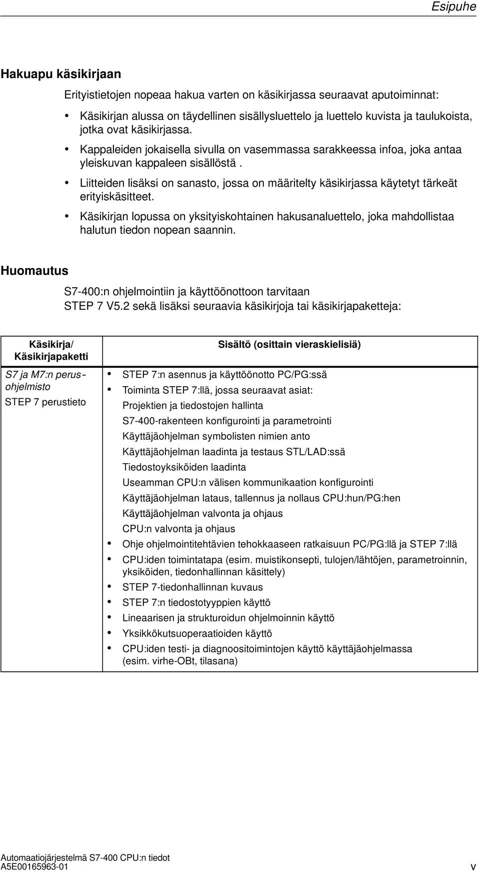 Liitteiden lisäksi on sanasto, jossa on määritelty käsikirjassa käytetyt tärkeät erityiskäsitteet.