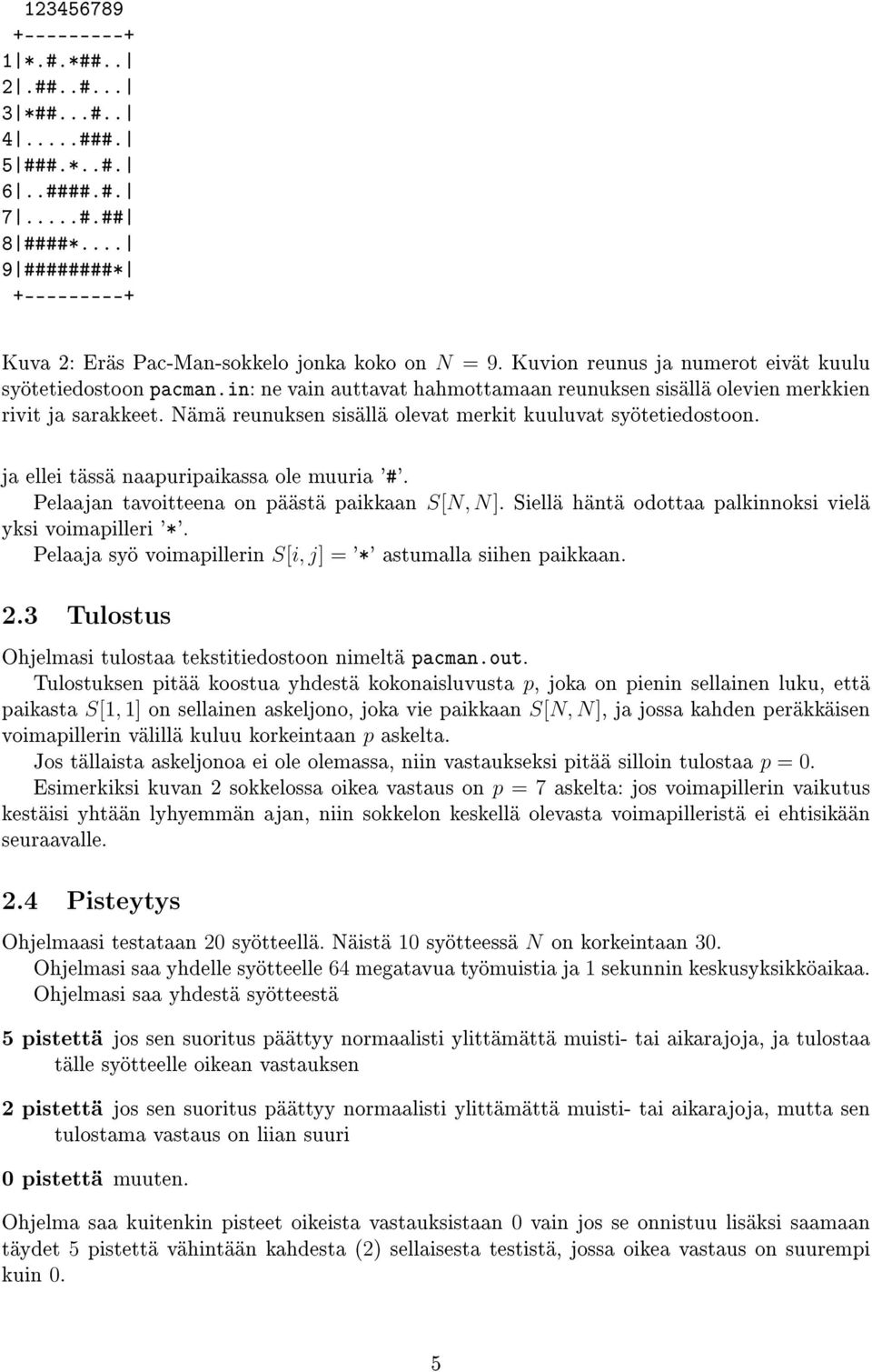 Nämä reunuksen sisällä olevat merkit kuuluvat syötetiedostoon. ja ellei tässä naapuripaikassa ole muuria '#'. Pelaajan tavoitteena on päästä paikkaan S[N, N].