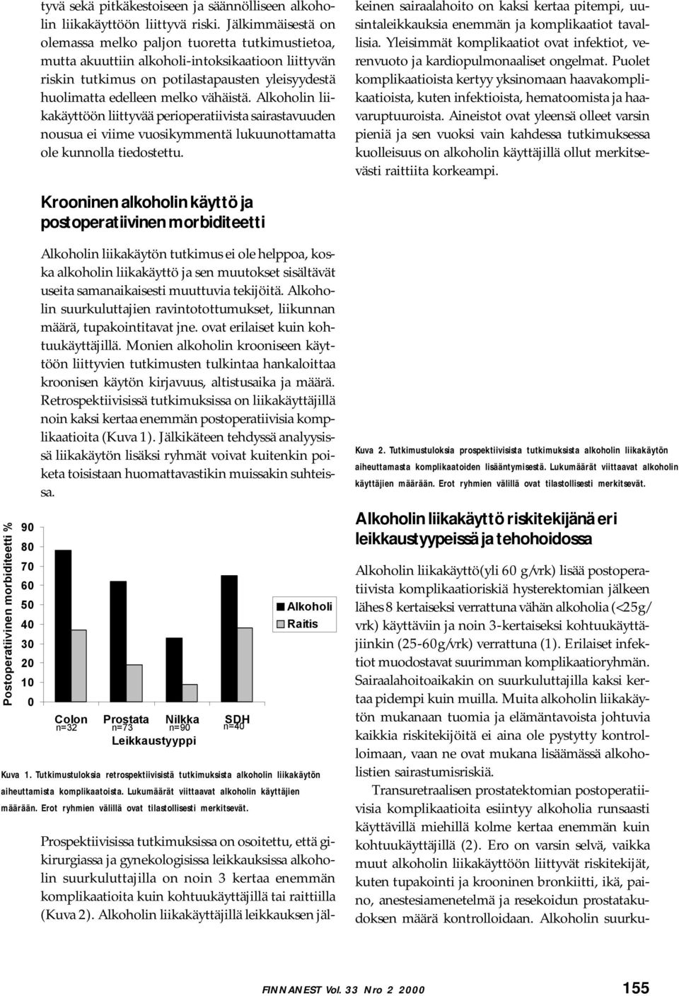 Alkoholin liikakäyttöön liittyvää perioperatiivista sairastavuuden nousua ei viime vuosikymmentä lukuunottamatta ole kunnolla tiedostettu.