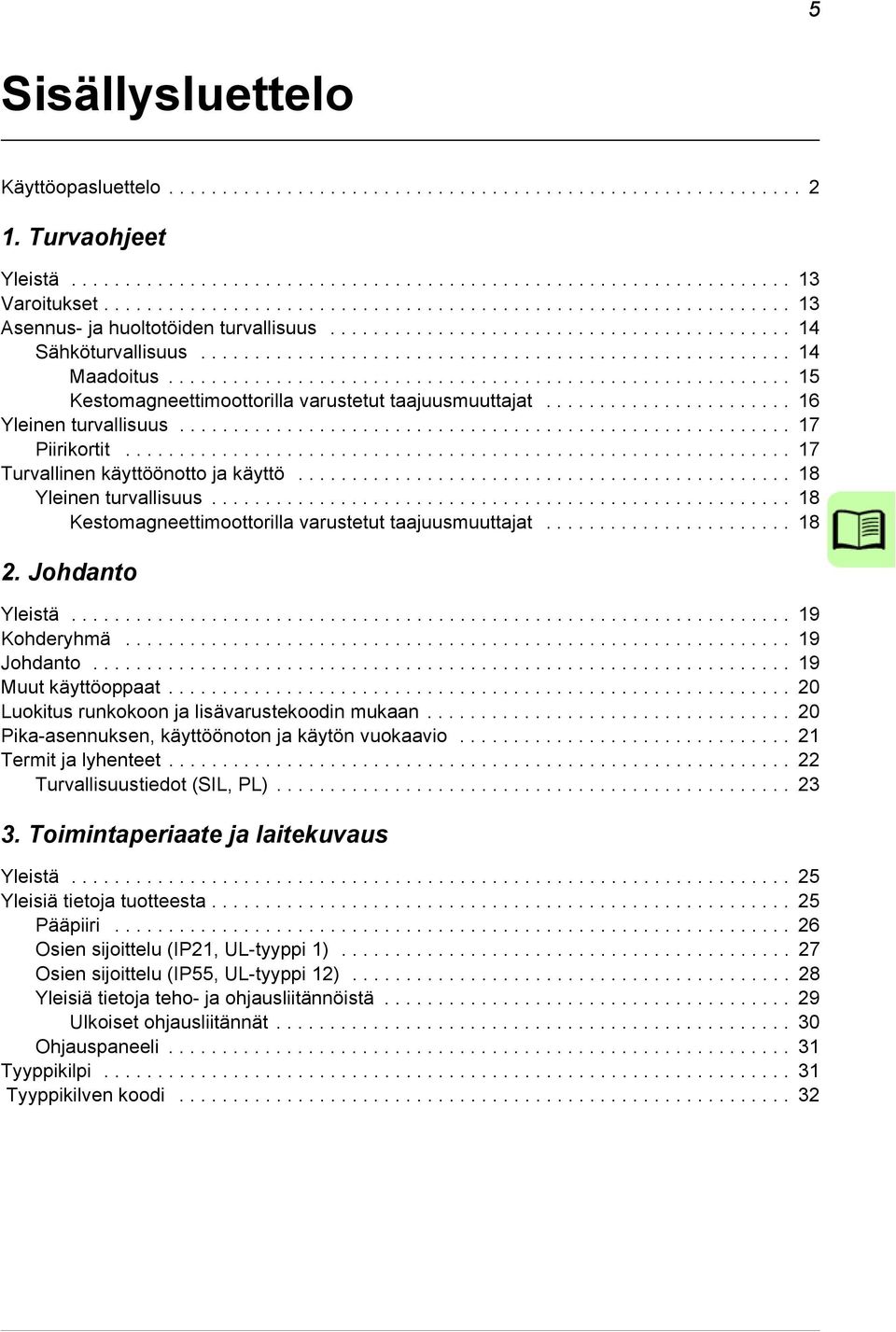 ......................................................... 15 Kestomagneettimoottorilla varustetut taajuusmuuttajat....................... 16 Yleinen turvallisuus......................................................... 17 Piirikortit.