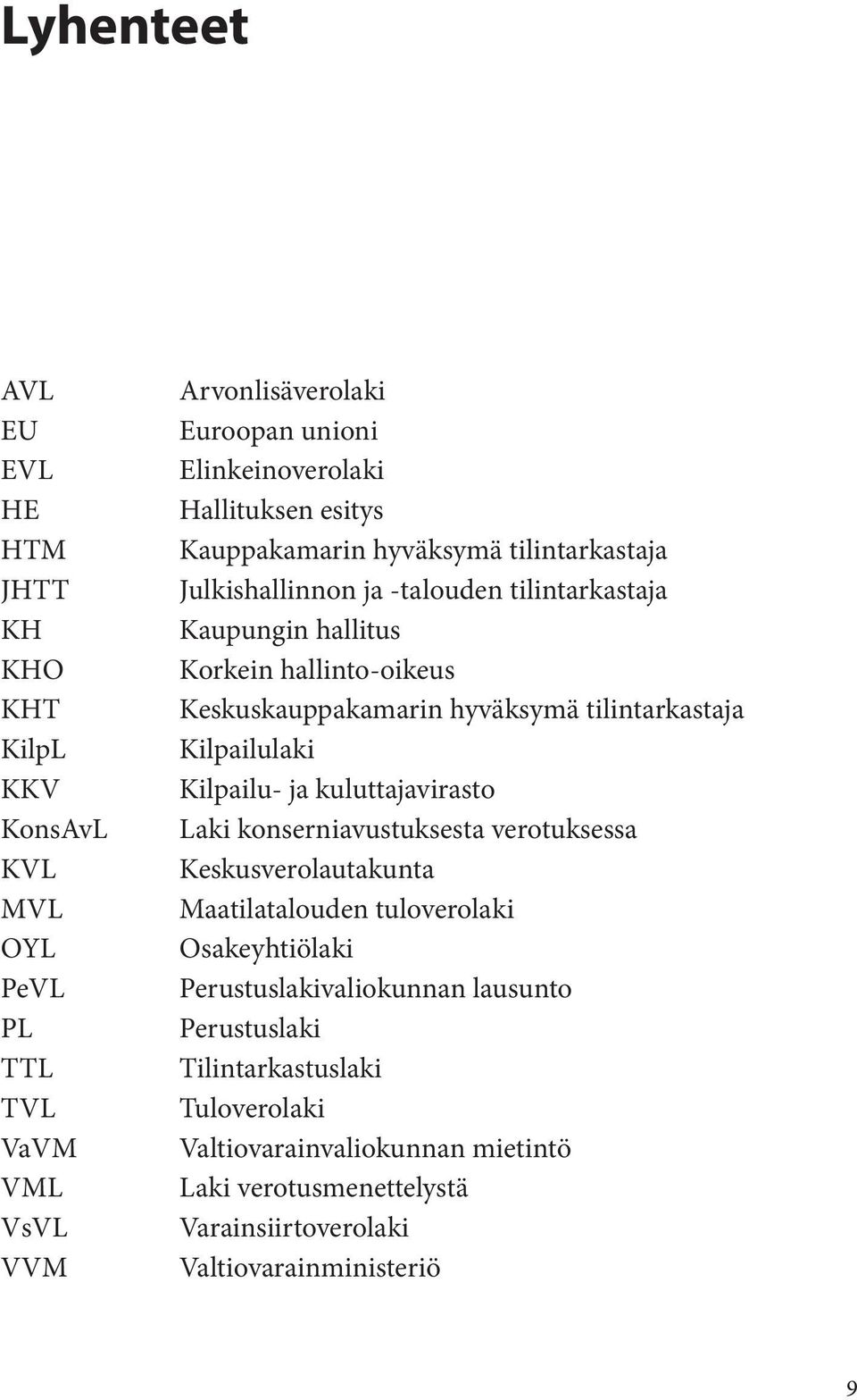 hyväksymä tilintarkastaja Kilpailulaki Kilpailu- ja kuluttajavirasto Laki konserniavustuksesta verotuksessa Keskusverolautakunta Maatilatalouden tuloverolaki