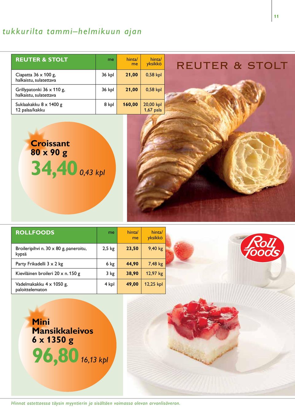 30 x 80 g, paneroitu, kypsä 2,5 kg 23,50 9,40 kg Party Frikadelli 3 x 2 kg 6 kg 44,90 7,48 kg Kieviläinen broileri 20 x n.