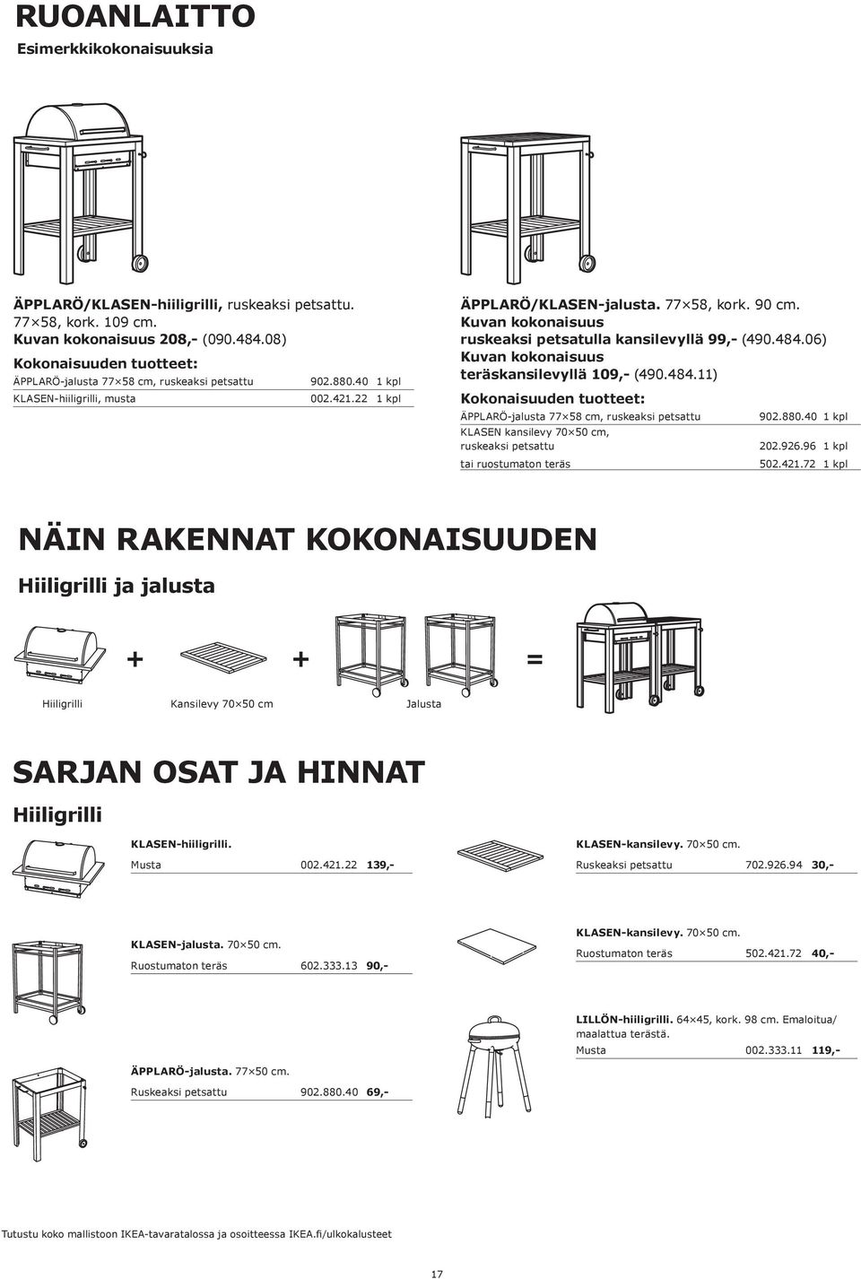 Kuvan kokonaisuus ruskeaksi petsatulla kansilevyllä 99,- (490.484.06) Kuvan kokonaisuus teräskansilevyllä 109,- (490.484.11) Kokonaisuuden tuotteet: ÄPPLARÖ-jalusta 77 58 cm, ruskeaksi petsattu 902.