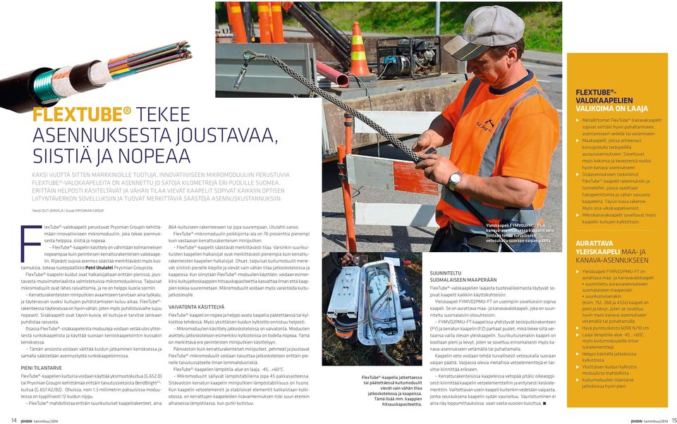 ERITTÄIN HELPOSTI KÄSITELTÄVÄT JA VÄHÄN TILAA VIEVÄT KAAPELIT SOPIVAT KAIKKIIN OPTISEN LIITYNTÄVERKON SOVELLUKSIIN JA TUOVAT MERKITTÄVIÄ SÄÄSTÖJÄ ASENNUSKUSTANNUKSIIN.