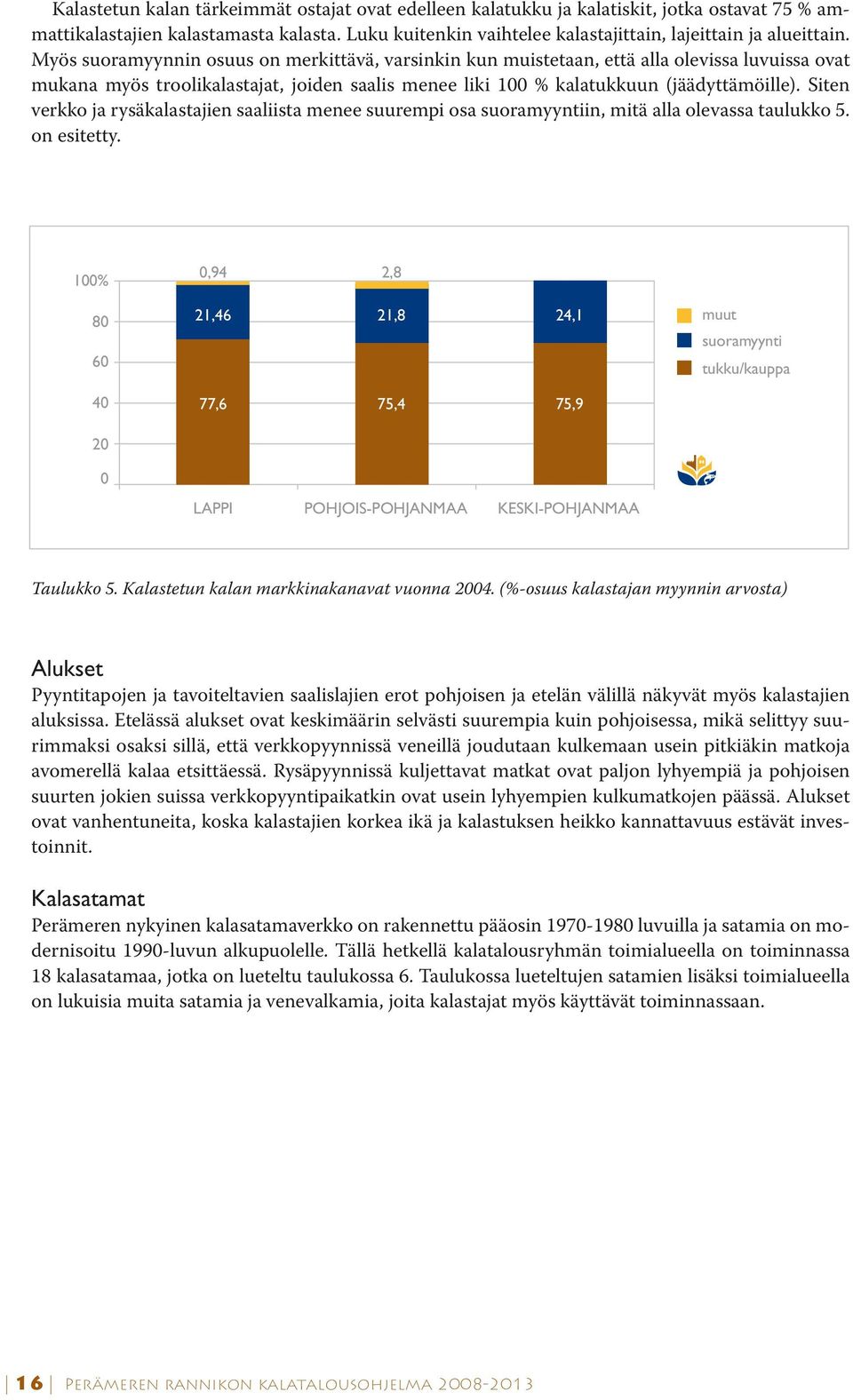 Myös suoramyynnin osuus on merkittävä, varsinkin kun muistetaan, että alla olevissa luvuissa ovat mukana myös troolikalastajat, joiden saalis menee liki 100 % kalatukkuun (jäädyttämöille).