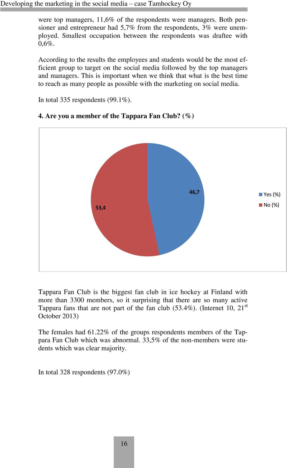 According to the results the employees and students would be the most efficient group to target on the social media followed by the top managers and managers.