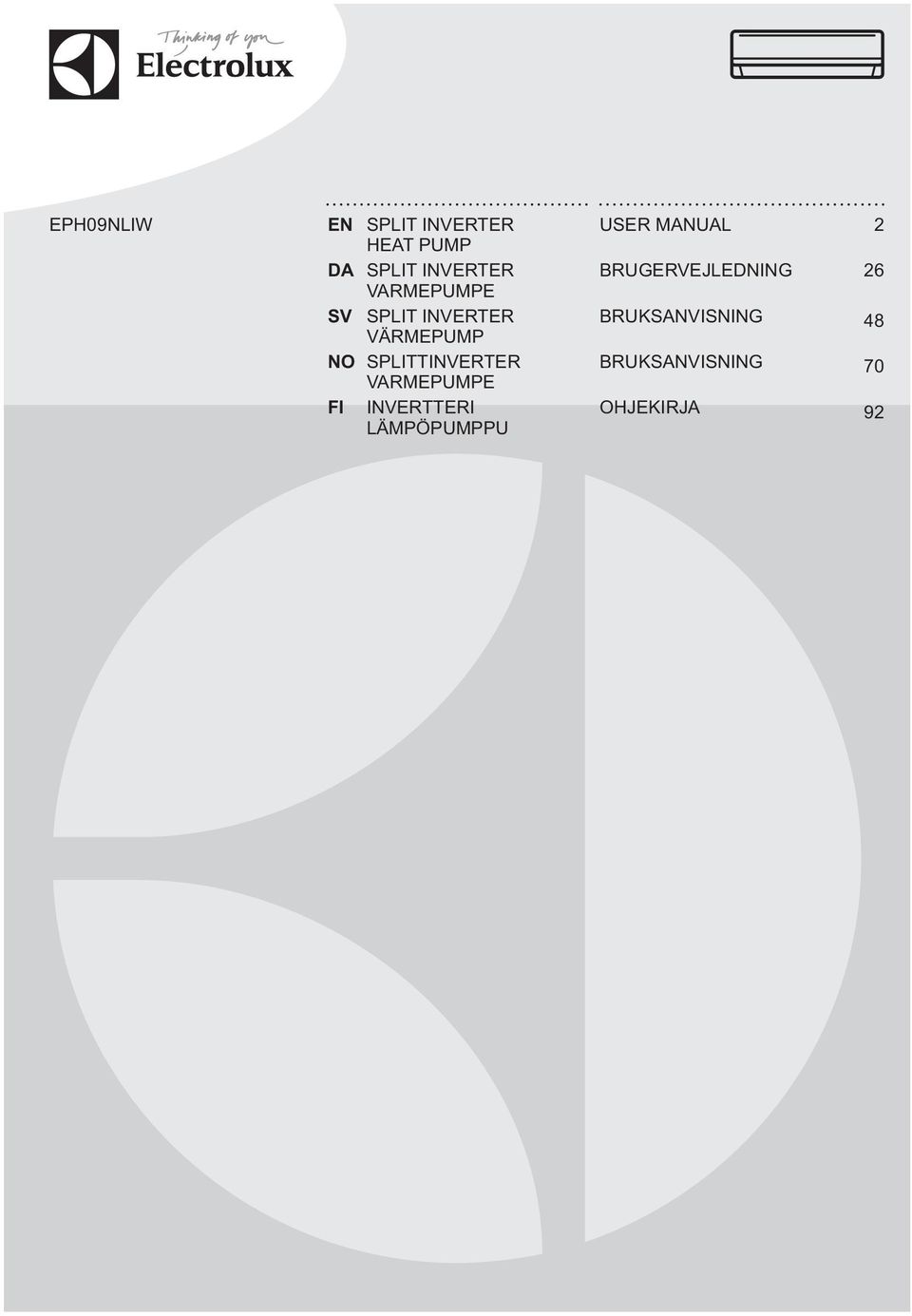 VARMEPUMPE FI INVERTTERI LÄMPÖPUMPPU USER MANUAL