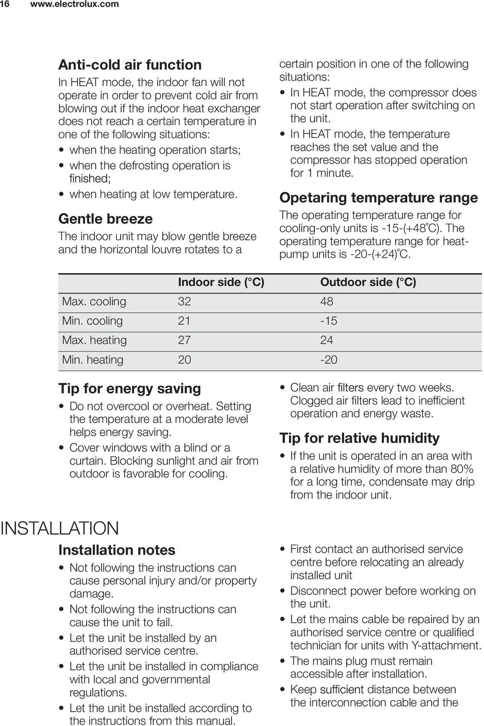 following situations: when the heating operation starts; when the defrosting operation is when heating at low temperature.