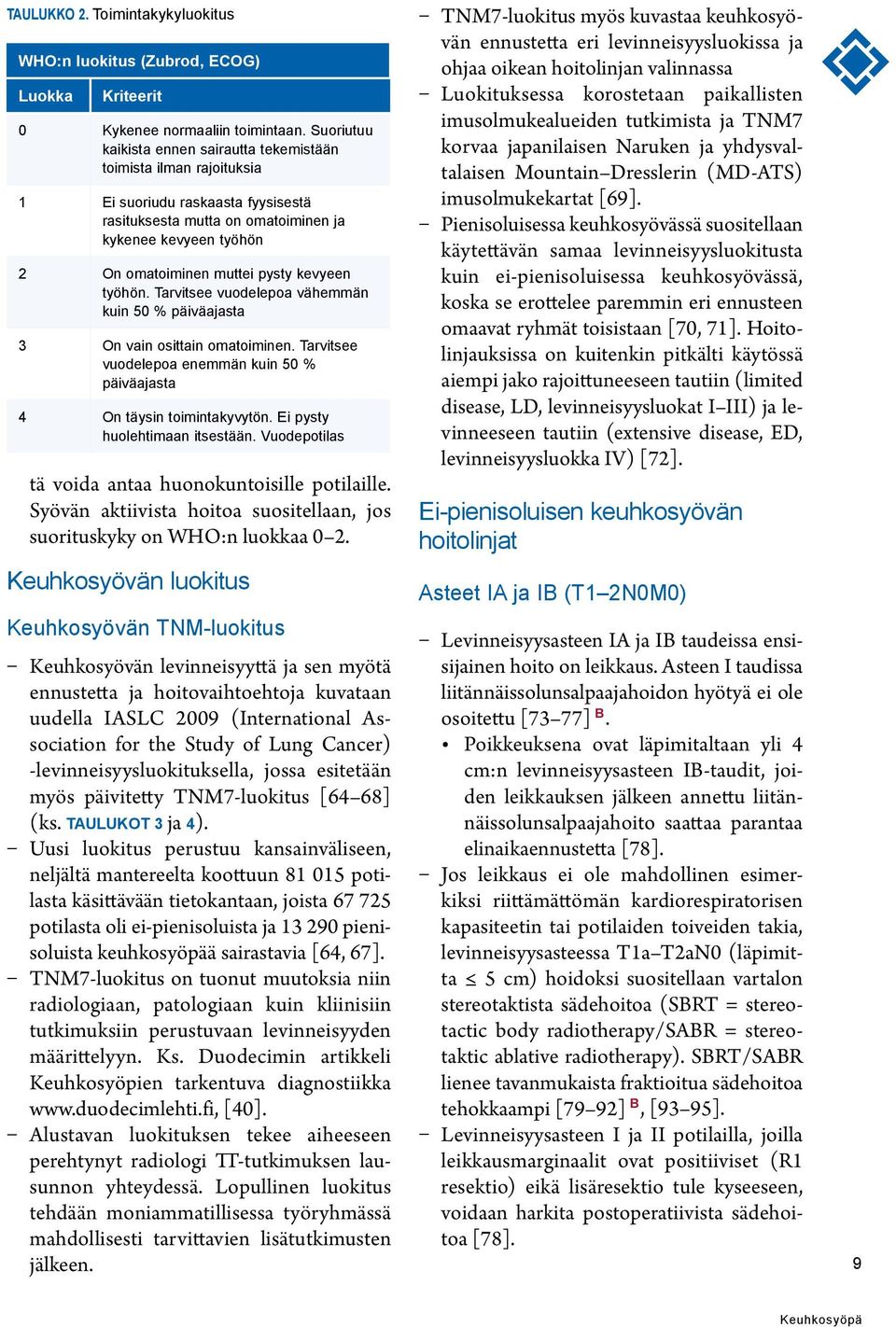 kevyeen työhön. Tarvitsee vuodelepoa vähemmän kuin 50 % päiväajasta 3 On vain osittain omatoiminen. Tarvitsee vuodelepoa enemmän kuin 50 % päiväajasta 4 On täysin toimintakyvytön.