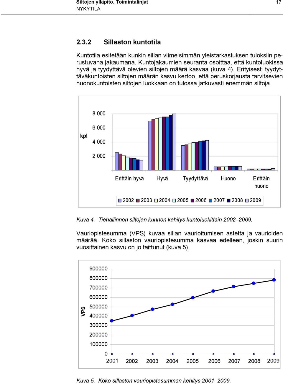 Erityisesti tyydyttäväkuntoisten siltojen määrän kasvu kertoo, että peruskorjausta tarvitsevien huonokuntoisten siltojen luokkaan on tulossa jatkuvasti enemmän siltoja.